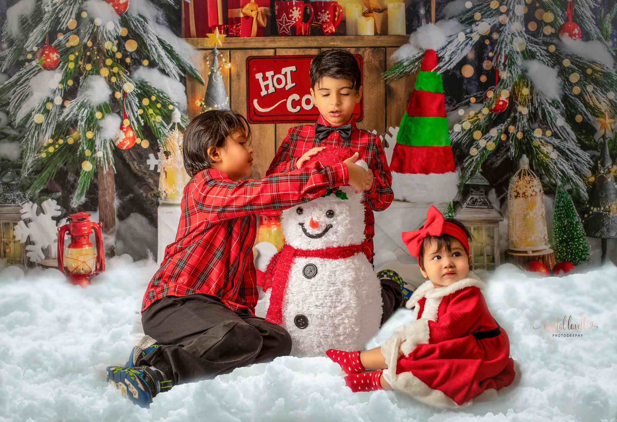 Kate Christmas Backdrop Red Green Striped Elf Hat Designed by Emetselch - Kate Backdrop AU