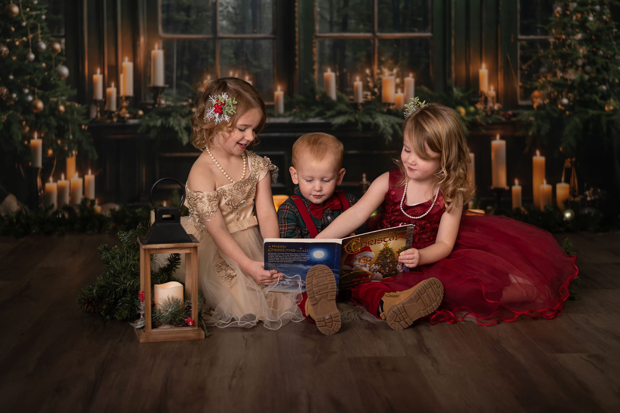 Kate Christmas Green Window Candle Backdrop Designed by Emetselch - Kate Backdrop AU