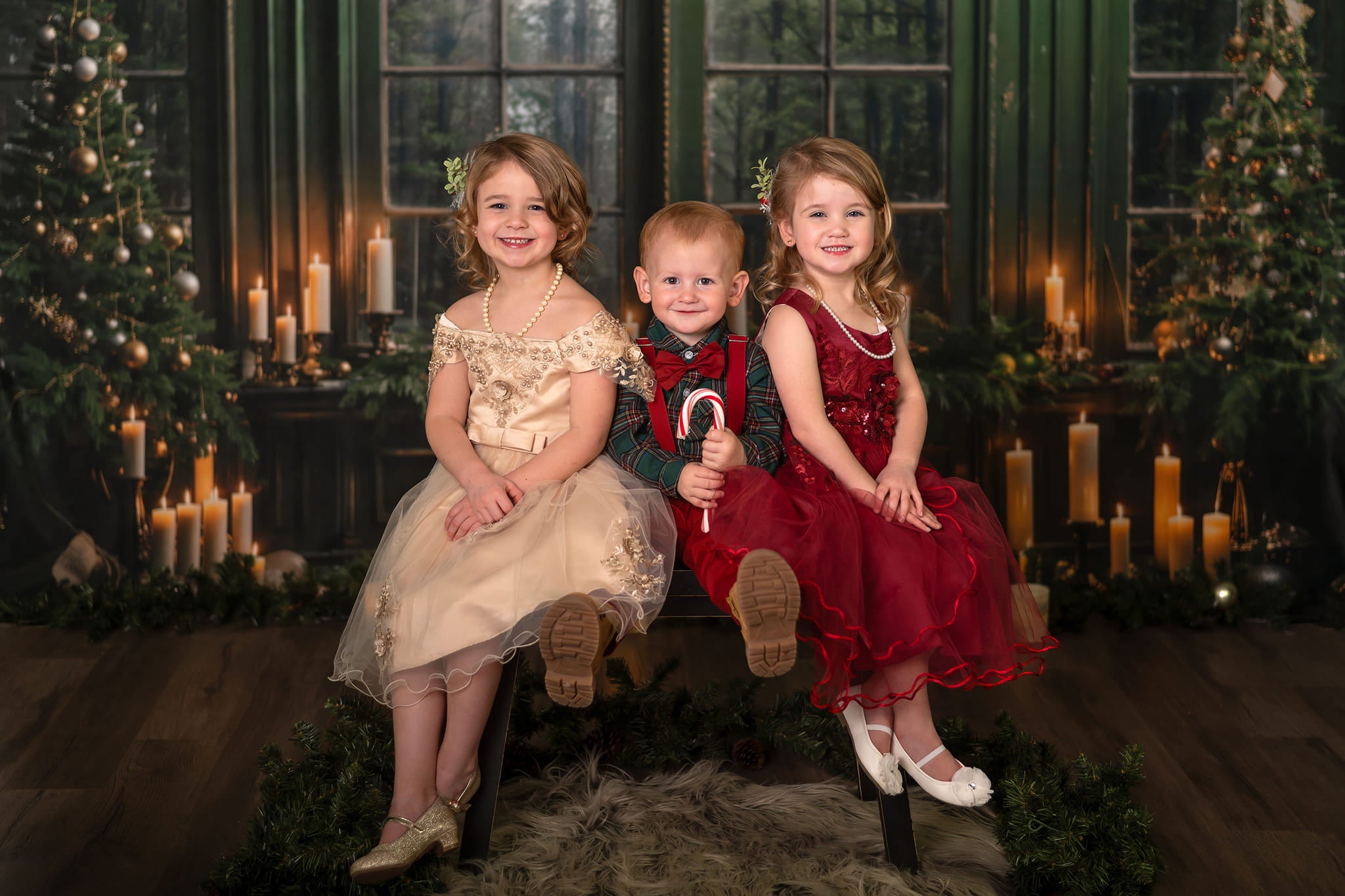 Kate Christmas Green Window Candle Backdrop Designed by Emetselch - Kate Backdrop AU