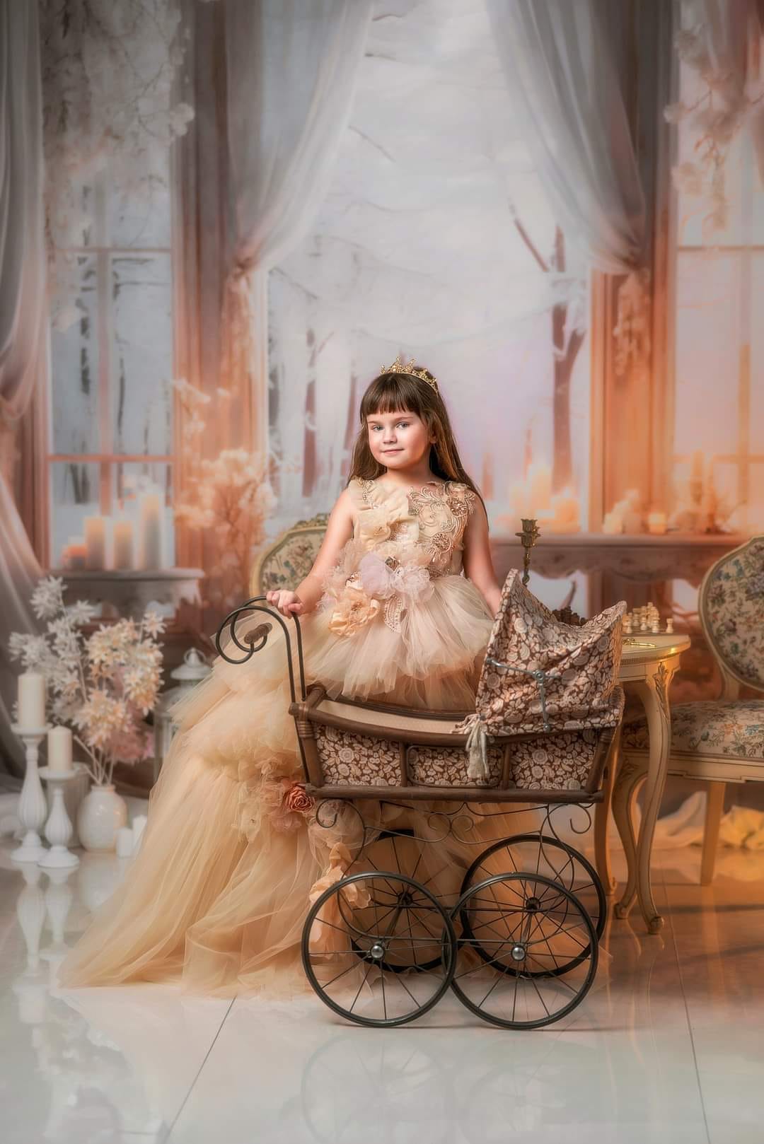 Kate Winter White Elegant Communion Candle Backdrop for Photography - Kate Backdrop AU