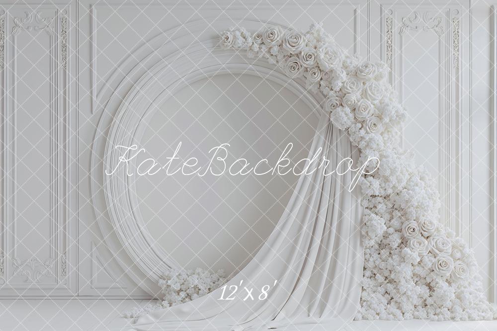 Kate Flower White Roses Drapes Backdrop Designed by Mini MakeBelieve