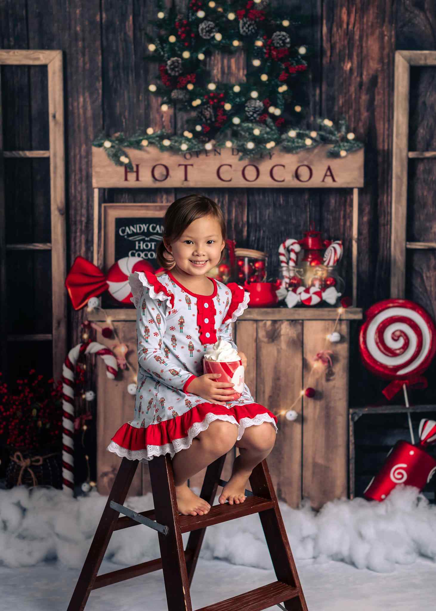 Kate Christmas Tree Backdrop Winter Hot Cocoa Designed by Emetselch - Kate Backdrop AU