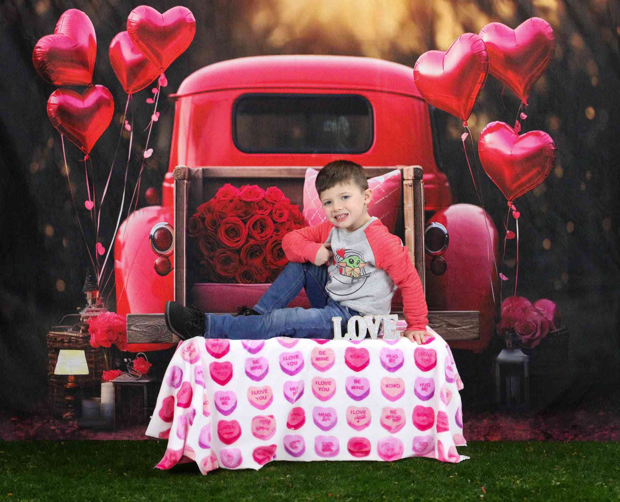Kate Valentine's Day Love Balloon Truck Backdrop Designed by Chain Photography - Kate Backdrop AU