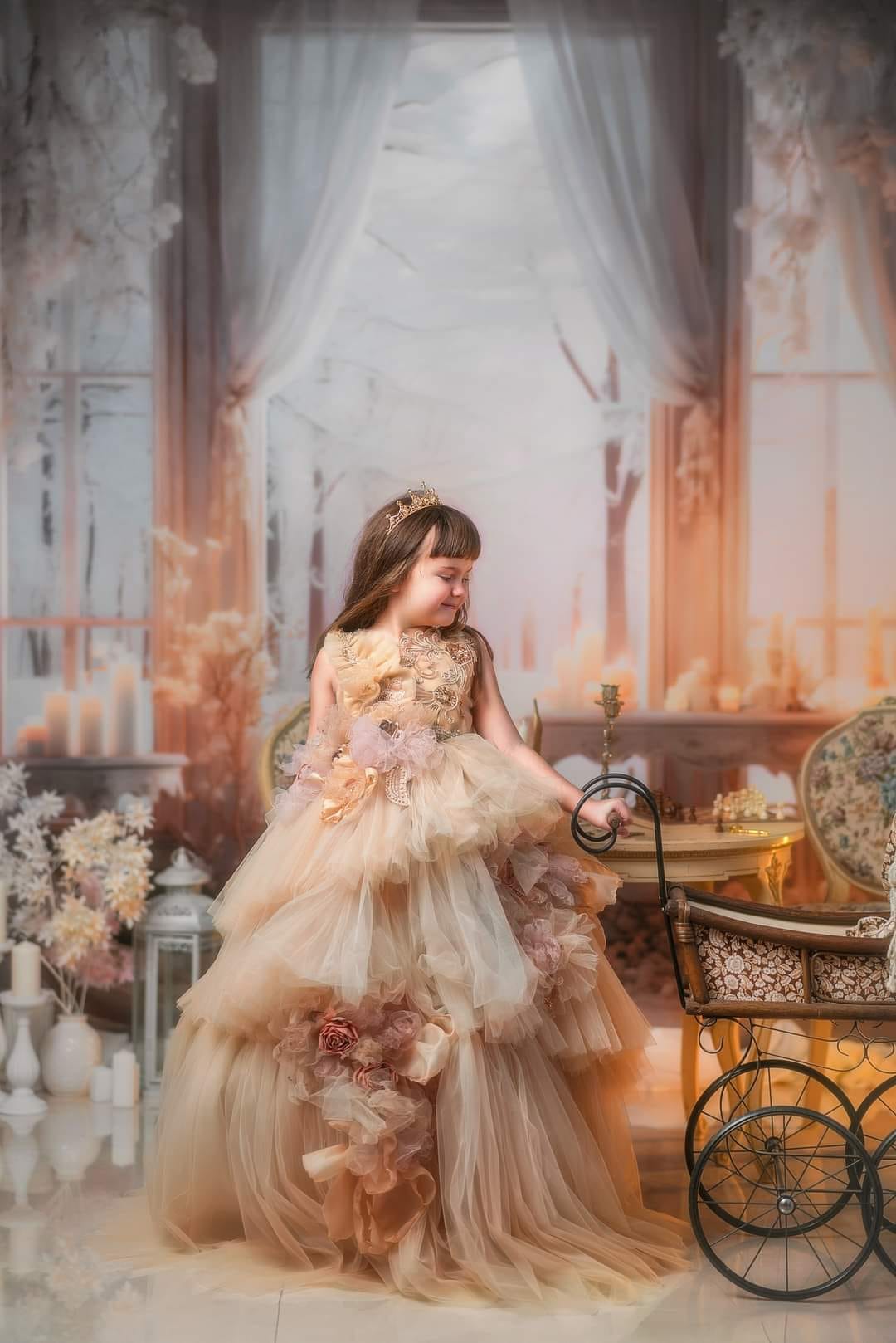 Kate Winter White Elegant Communion Candle Backdrop for Photography - Kate Backdrop AU