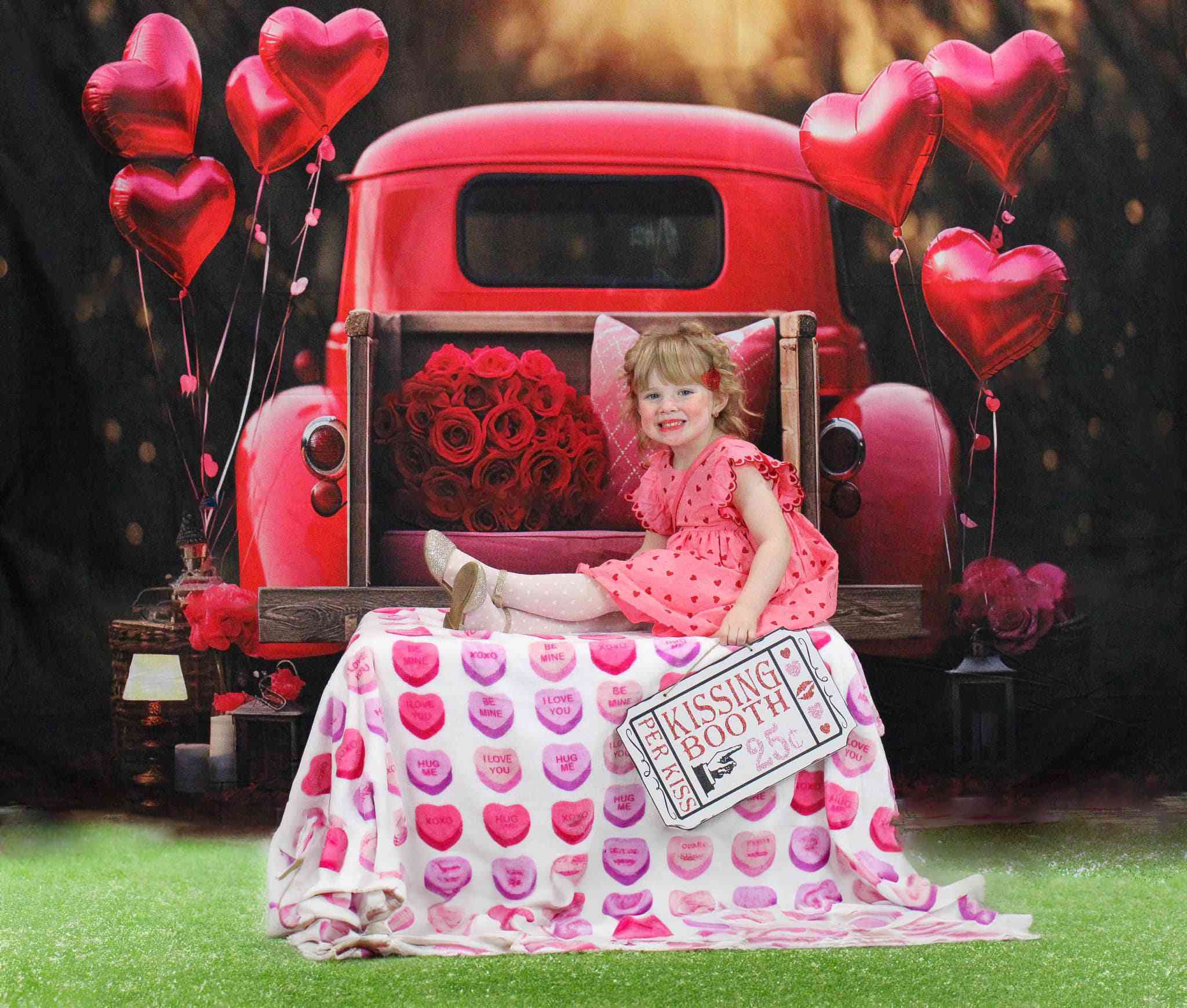 Kate Valentine's Day Love Balloon Truck Backdrop Designed by Chain Photography - Kate Backdrop AU