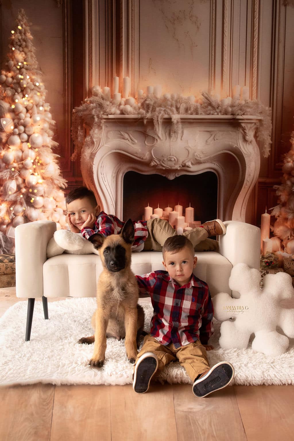 Kate White Elegant Christmas Fireplace Room Set(8ftx8ft&10ftx8ft&8ftx10ft) - Kate Backdrop AU