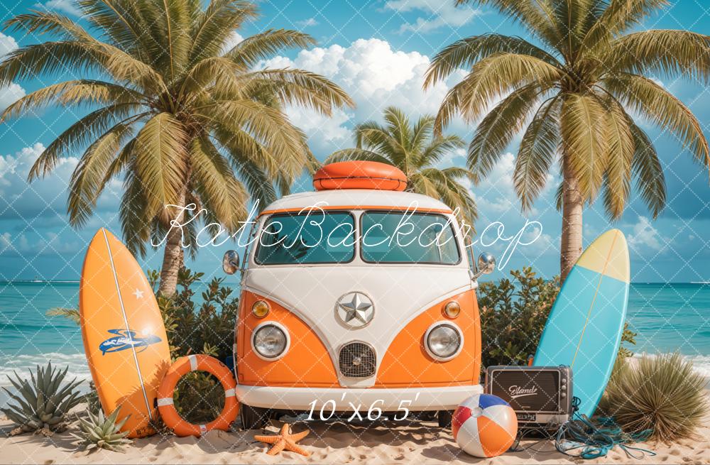 Kate Summer Van Surfboards Palm Trees Backdrop Designed by Emetselch
