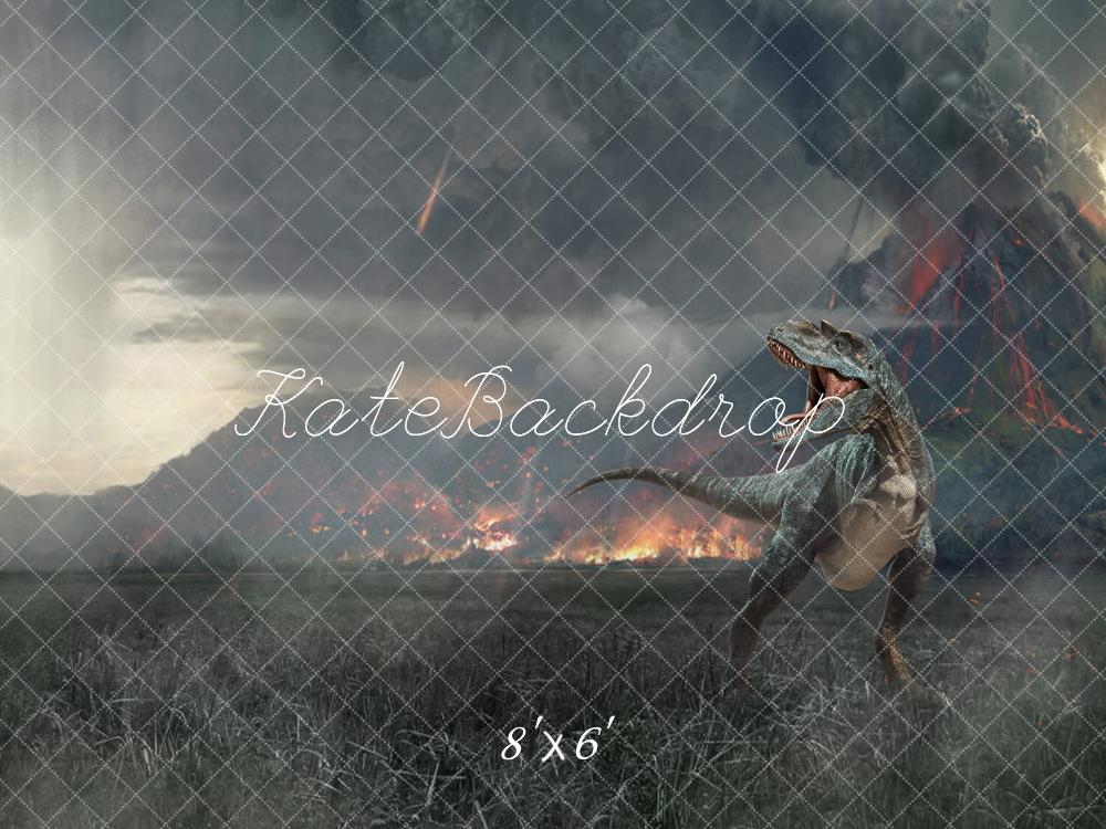 Kate Dinosaur Volcano Fiery Sky Backdrop Designed by Rose Abbas