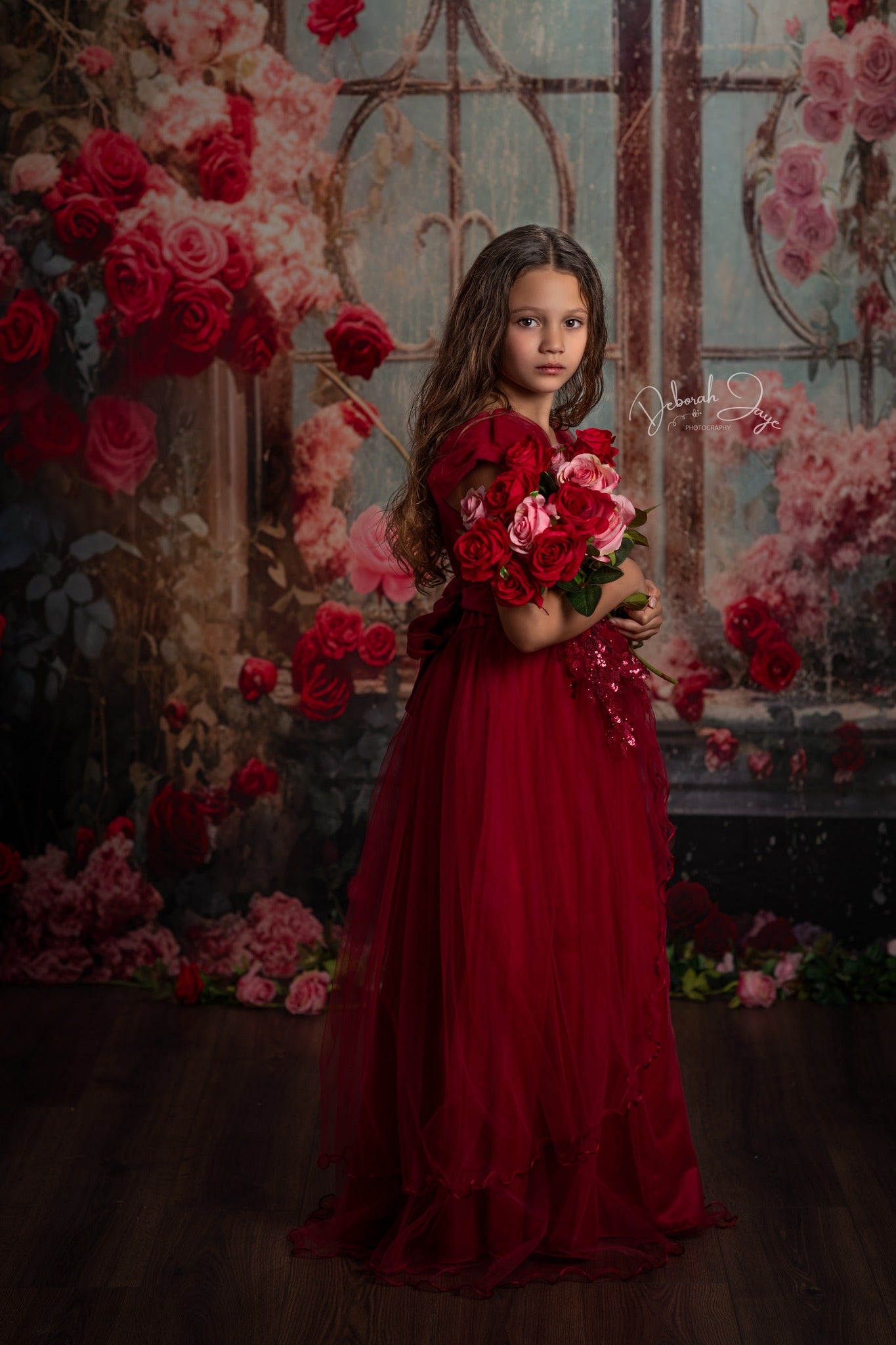 Kate Spring Valentine's Day Retro Floral Window Backdrop Designed by Chain Photography - Kate Backdrop AU