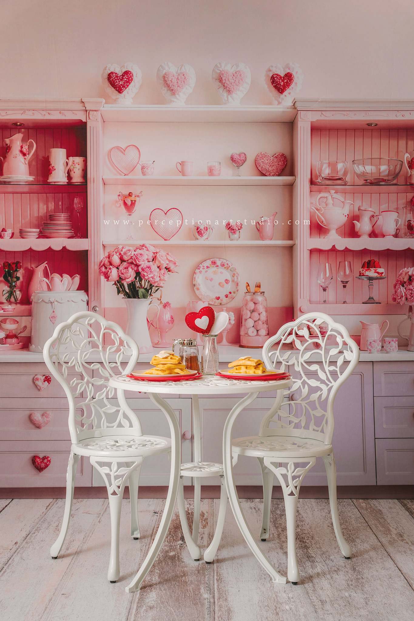 Kate Valentine's Day Pink Sweet Kitchen Backdrop Designed by Emetselch - Kate Backdrop AU
