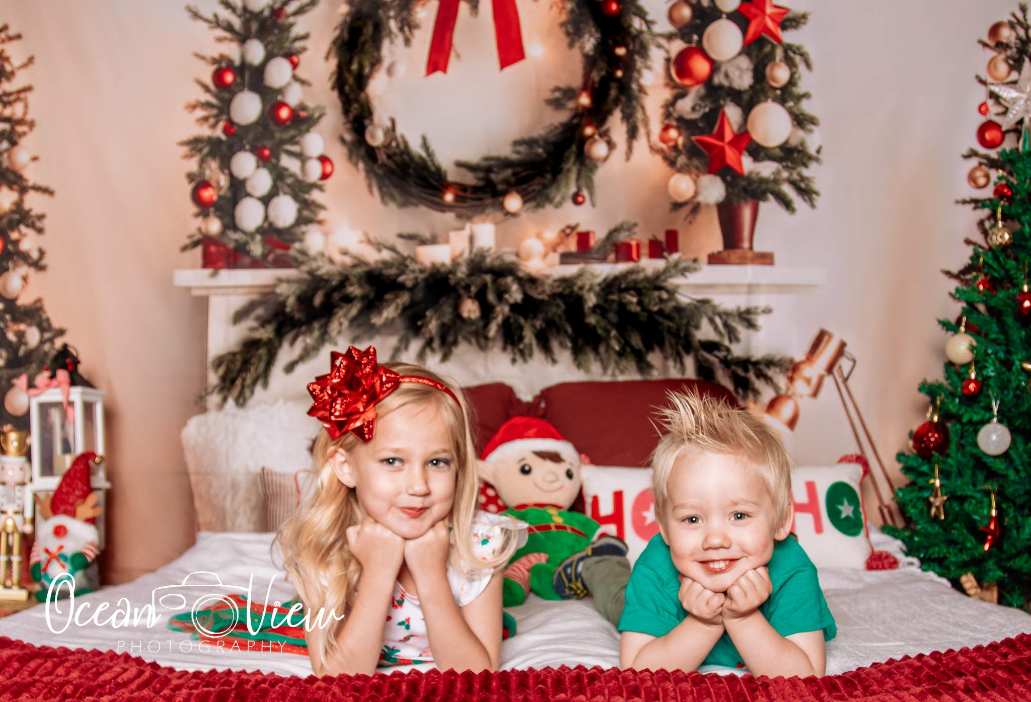 Kate Warm Christmas Backdrop Headboard Tree for Photography - Kate Backdrop AU