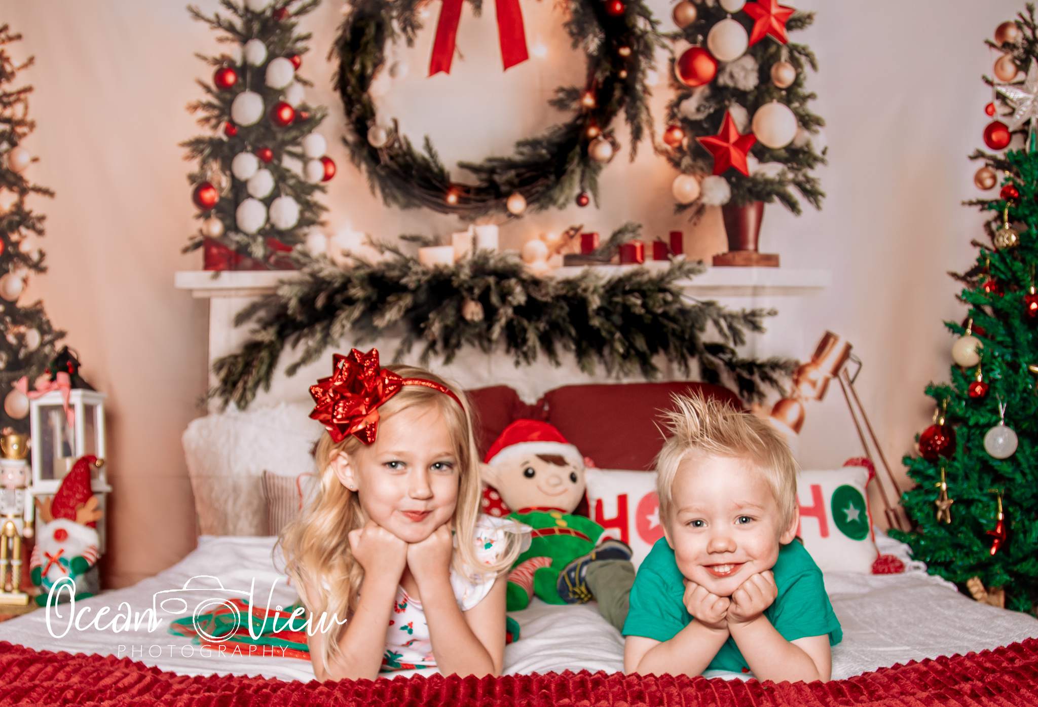 Kate Warm Christmas Backdrop Headboard Tree for Photography