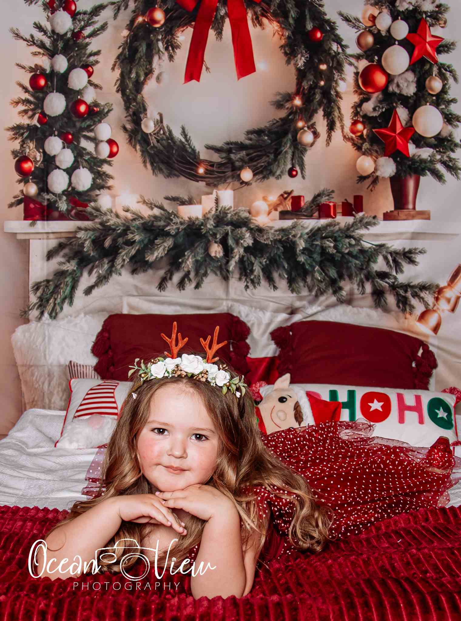 Kate Warm Christmas Backdrop Headboard Tree for Photography - Kate Backdrop AU