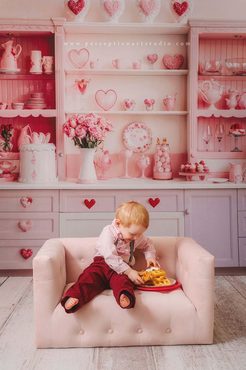 Kate Valentine's Day Pink Sweet Kitchen Backdrop Designed by Emetselch - Kate Backdrop AU