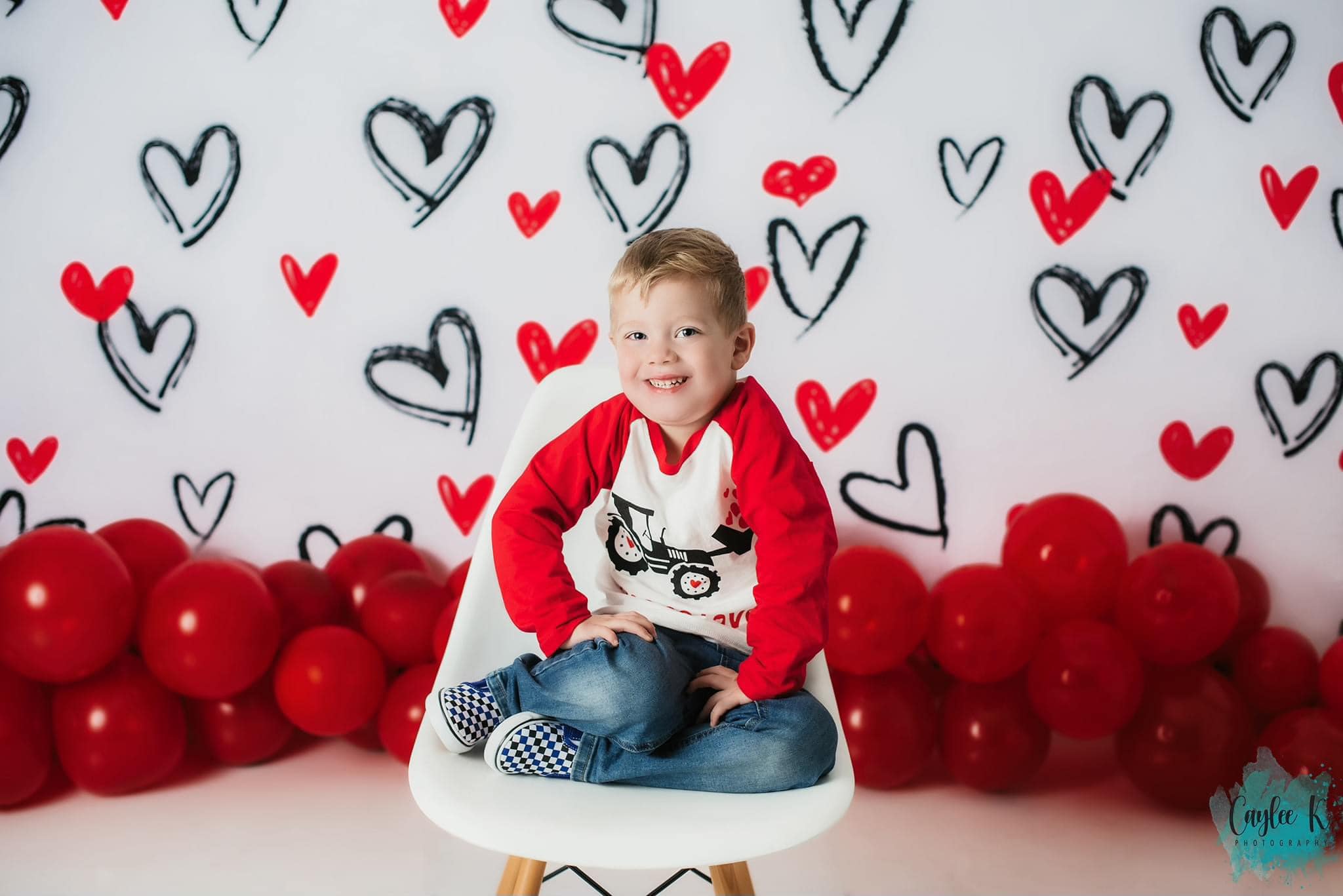 Kate Valentine's Day Backdrop White Loveheart for Photography - Kate Backdrop AU