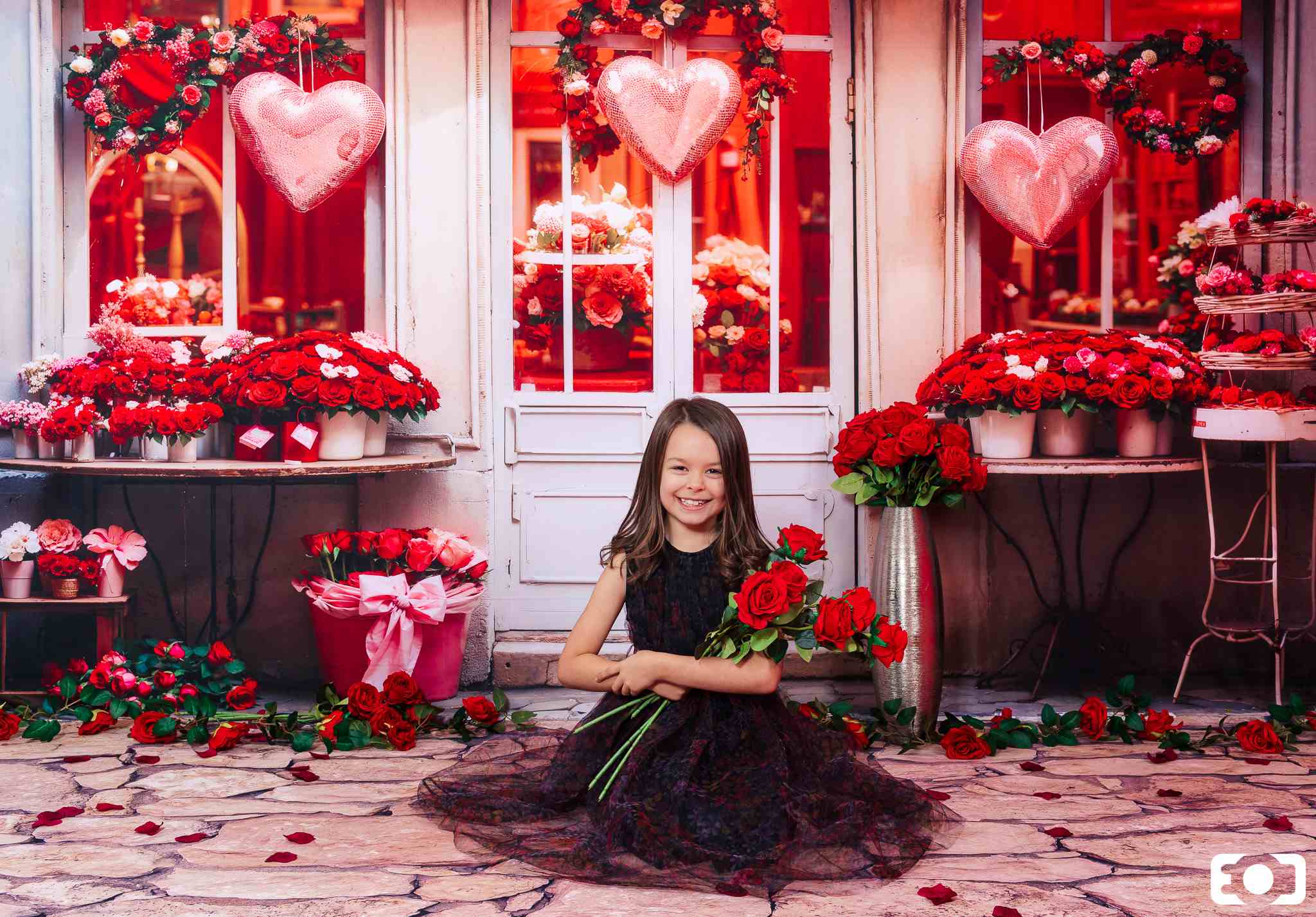 Kate Valentine's Day Red Rose Flower Shop Backdrop Designed by Chain Photography - Kate Backdrop AU