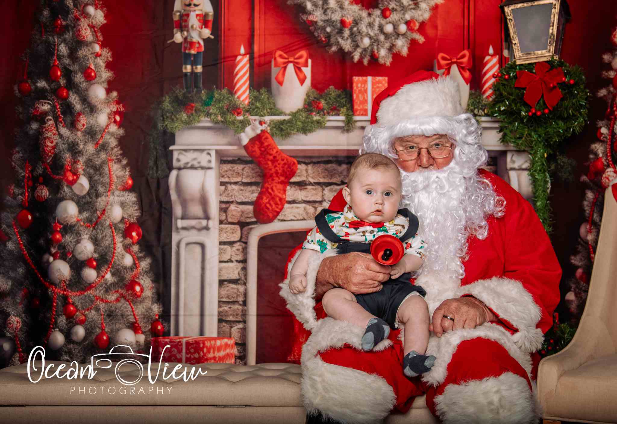 Kate Red Christmas Tree Fireplace Backdrop Designed by Chain Photography - Kate Backdrop AU