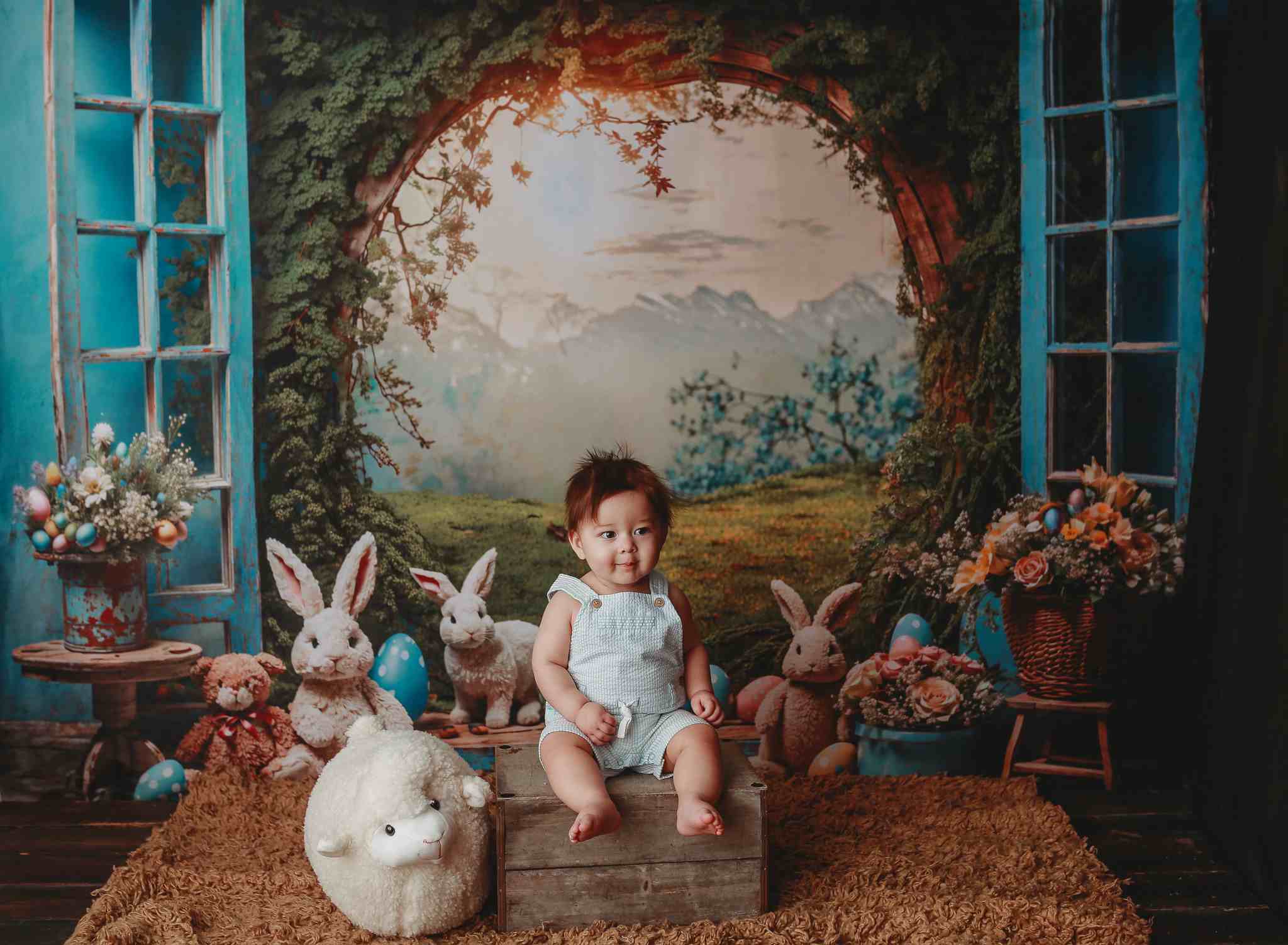 Kate Easter Bunny Window View Backdrop for Photography - Kate Backdrop AU