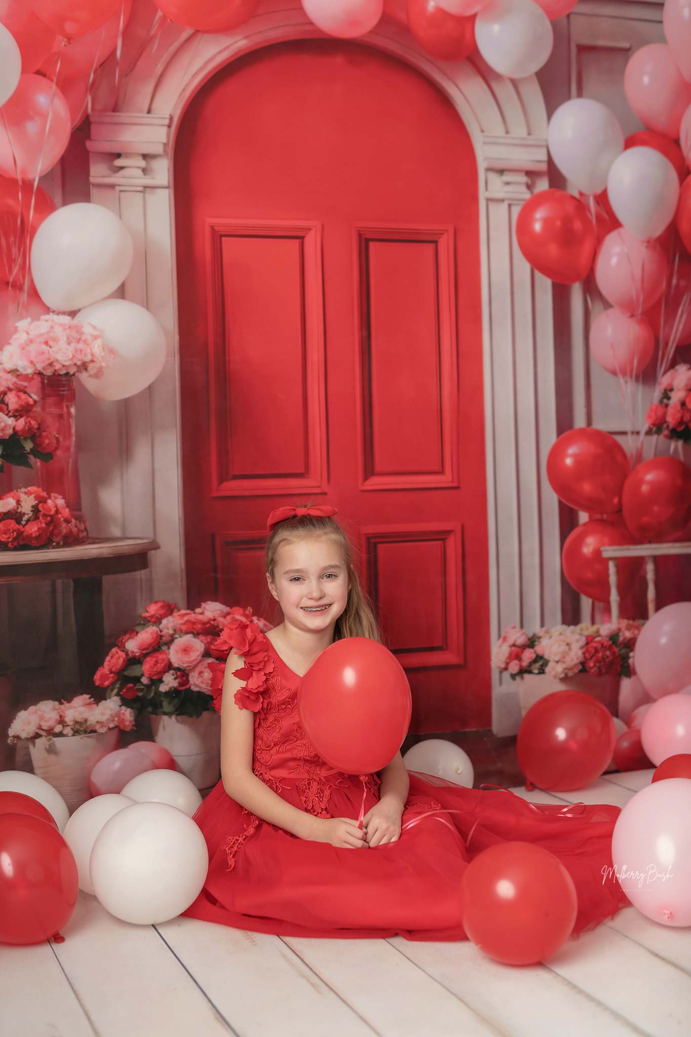 Kate Valentine's Day Flowers Balloon Arch Backdrop Designed by Chain Photography - Kate Backdrop AU