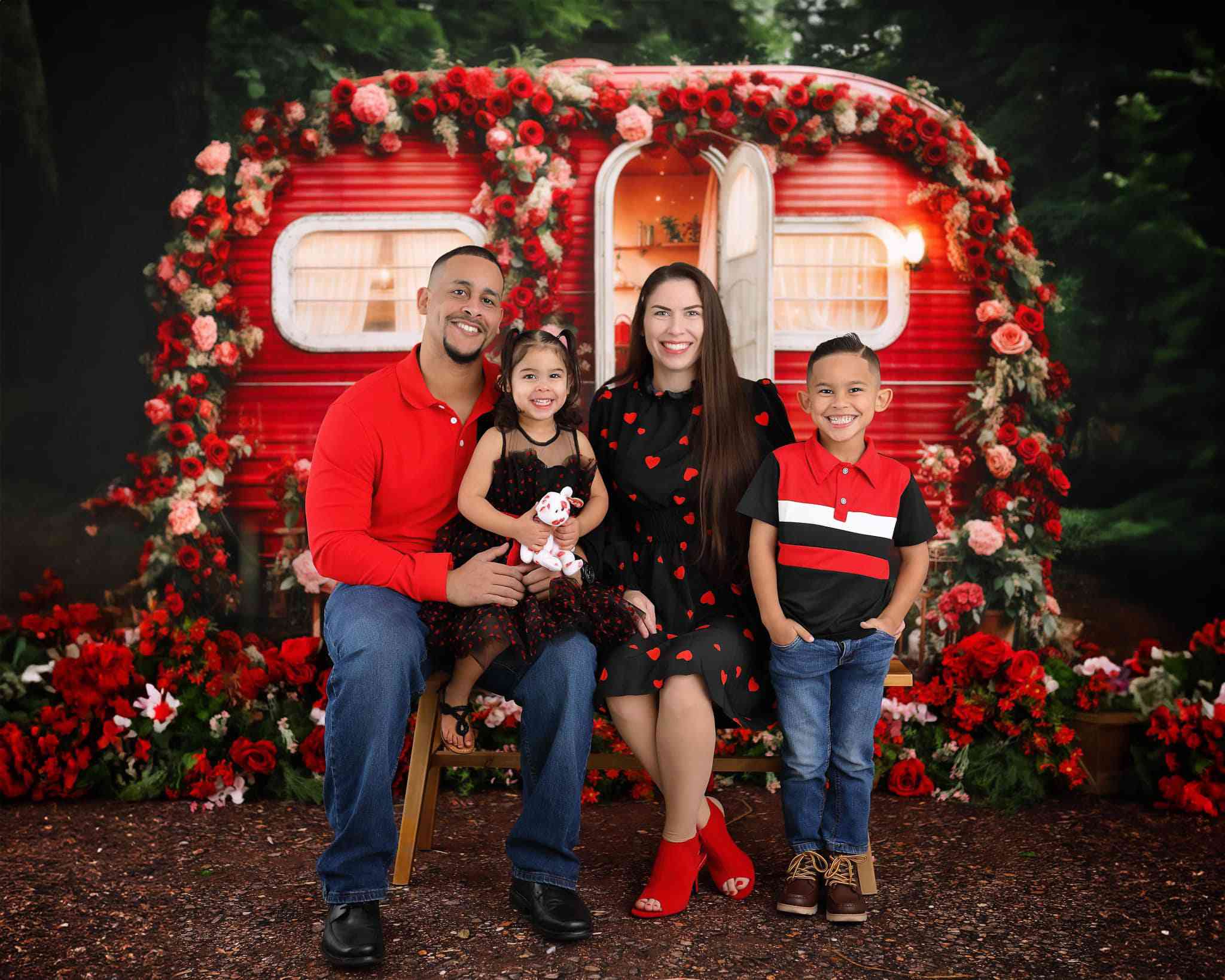 Kate Valentine's Day Backdrop Spring Flowers Outdoor House Designed by Emetselch - Kate Backdrop AU