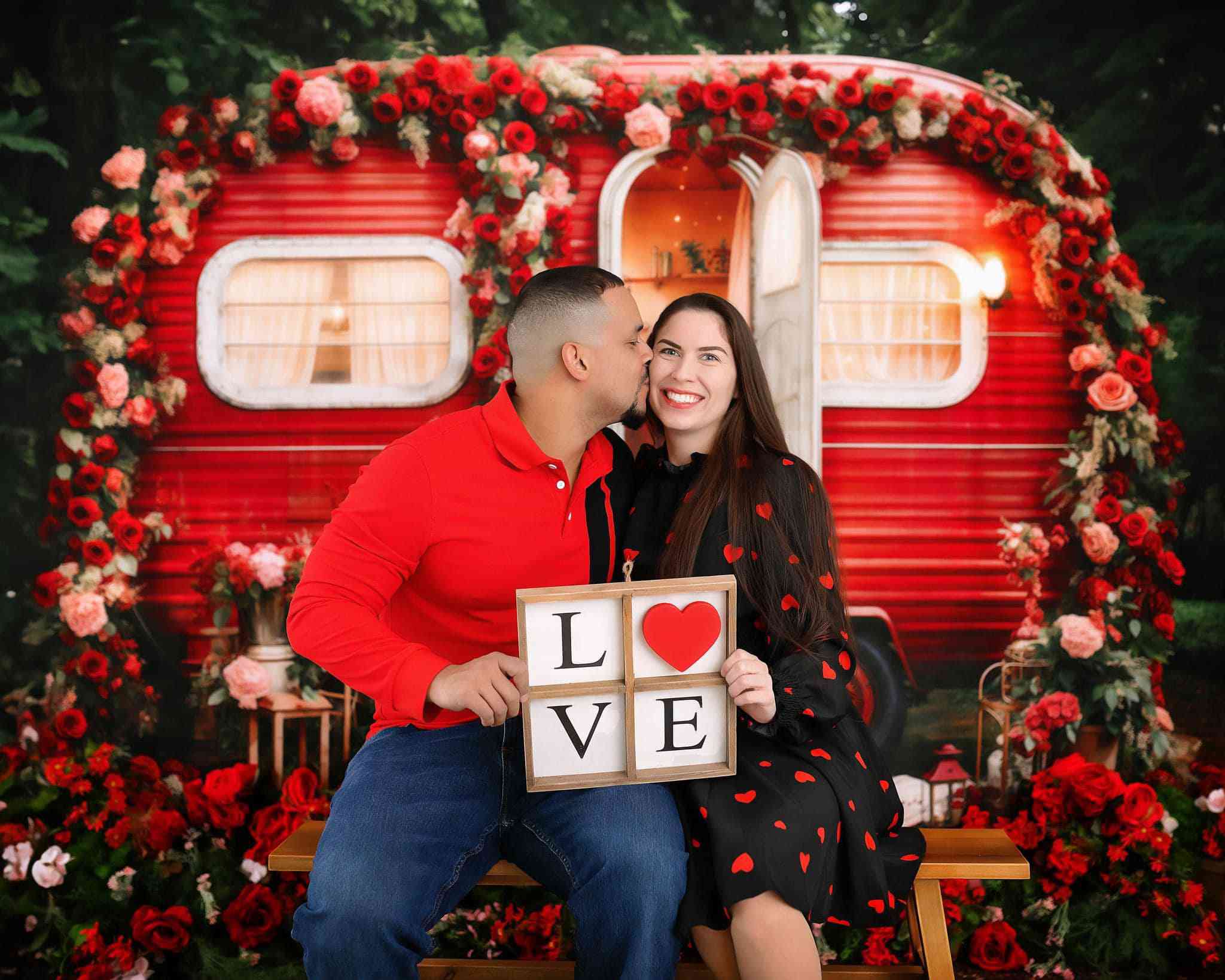 Kate Valentine's Day Backdrop Spring Flowers Outdoor House Designed by Emetselch - Kate Backdrop AU