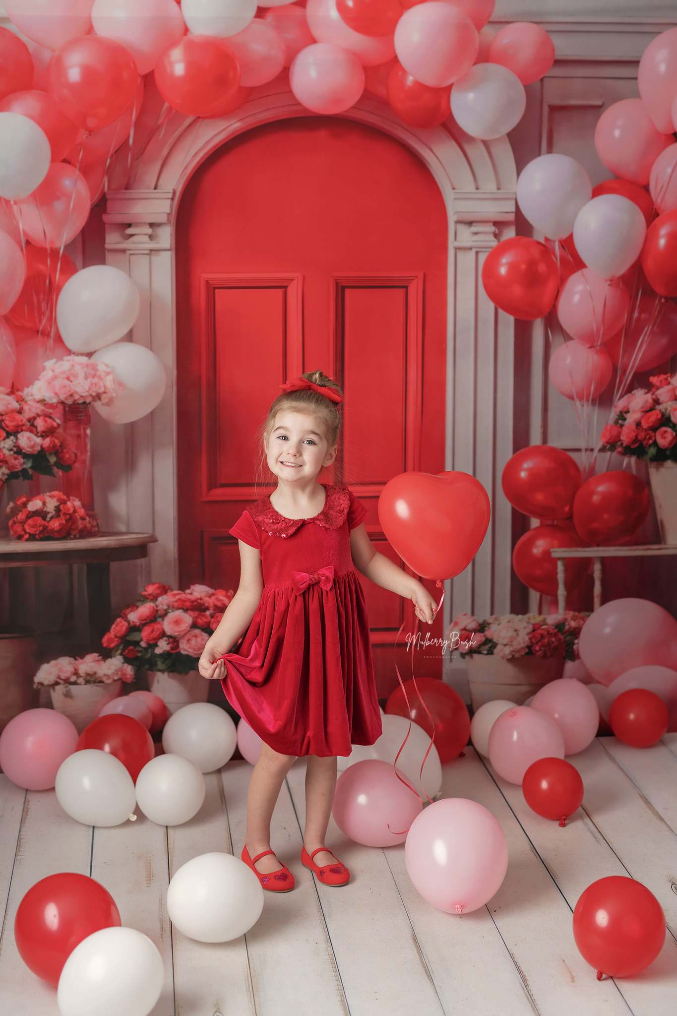 Kate Valentine's Day Flowers Balloon Arch Backdrop Designed by Chain Photography - Kate Backdrop AU