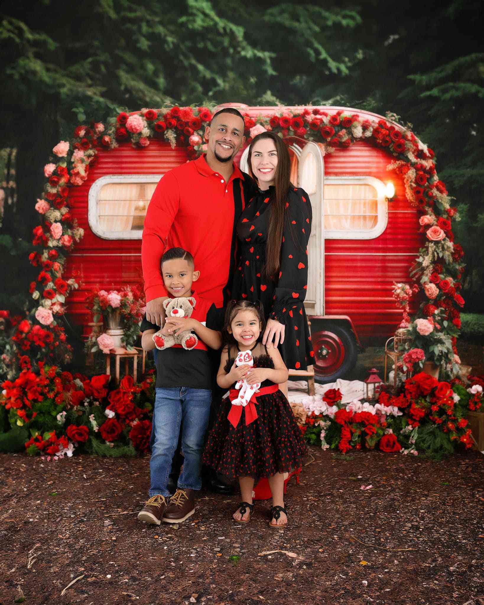 Kate Valentine's Day Backdrop Spring Flowers Outdoor House Designed by Emetselch - Kate Backdrop AU