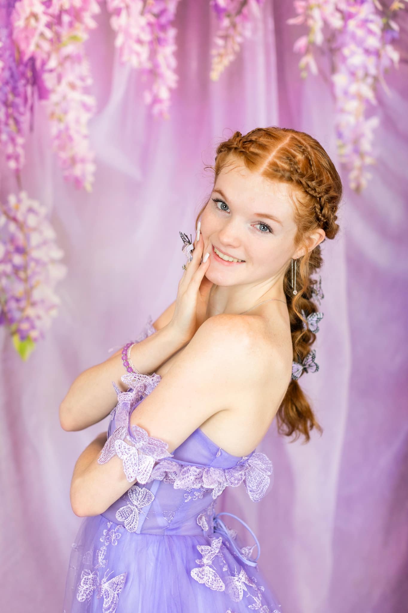 Kate Purple Flowers Tulle Spring Backdrop Designed by Emetselch - Kate Backdrop AU