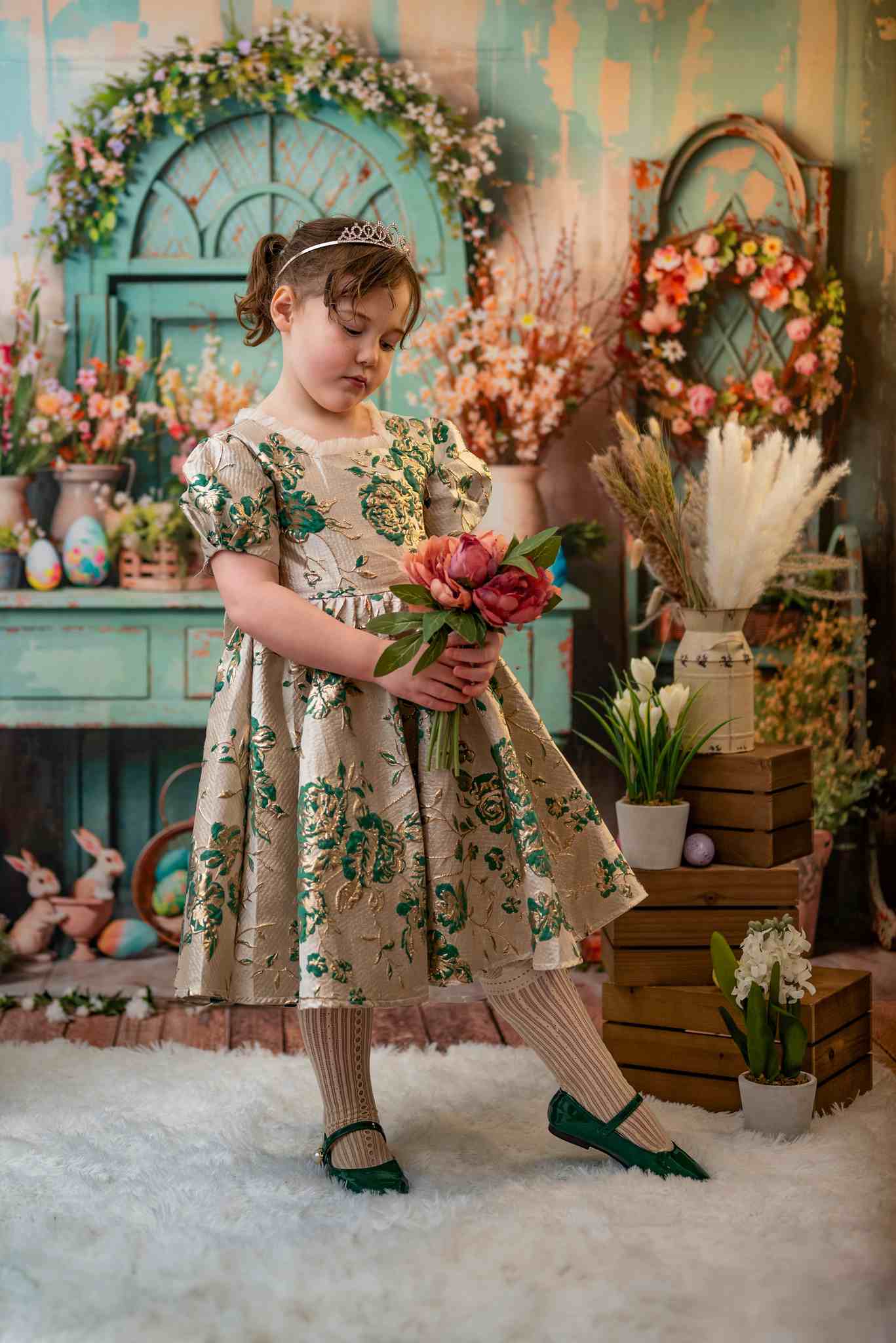 Kate Easter Greenery Flowers Backdrop Designed by Emetselch - Kate Backdrop AU