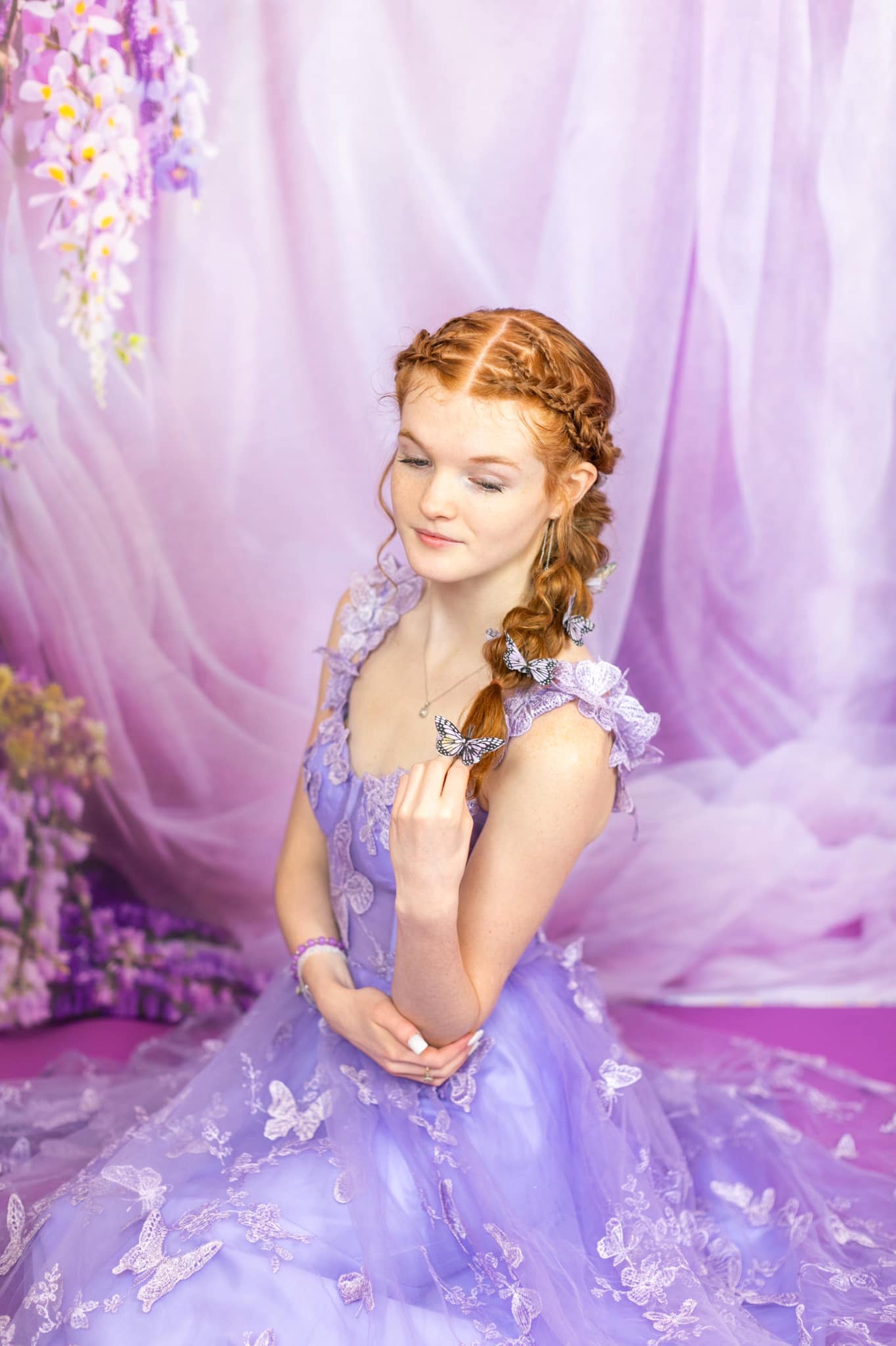 Kate Purple Flowers Tulle Spring Backdrop Designed by Emetselch - Kate Backdrop AU