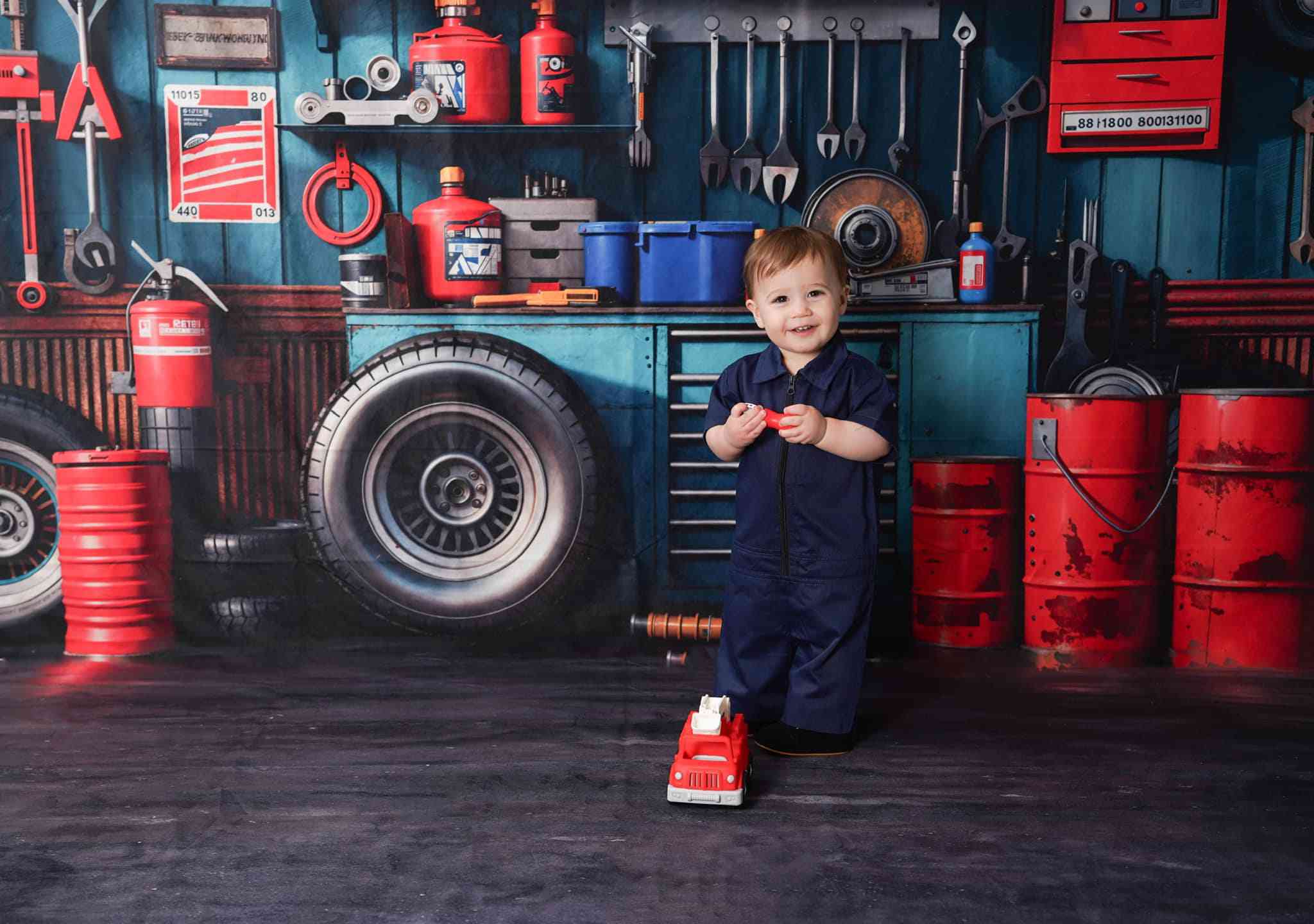 Kate Tool Holder Garage Father's Day Backdrop+Abstract Black Floor Backdrop - Kate Backdrop AU