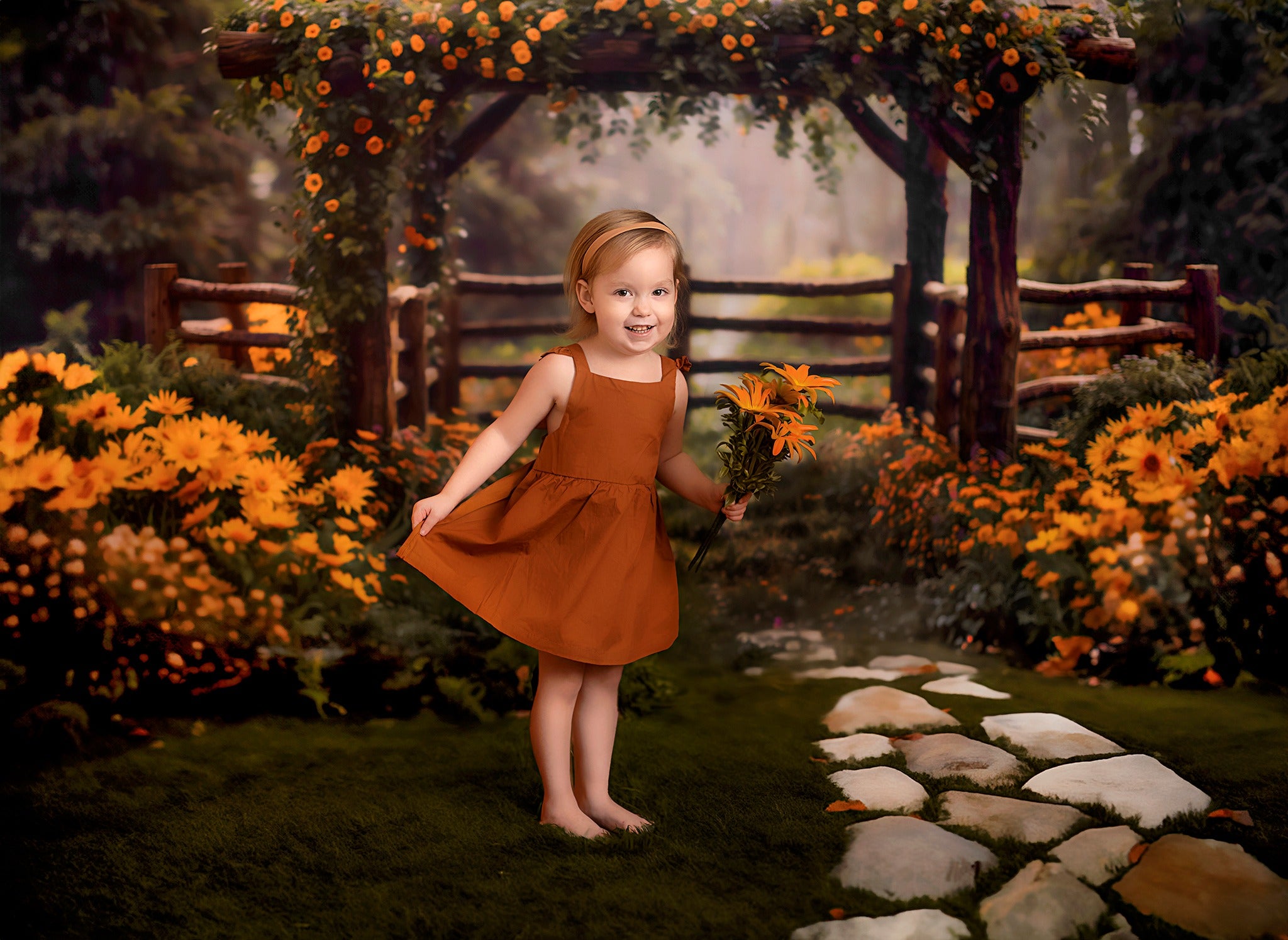 Kate Spring Flowers Wooden Fence Backdrop Designed by Chain Photography - Kate Backdrop AU