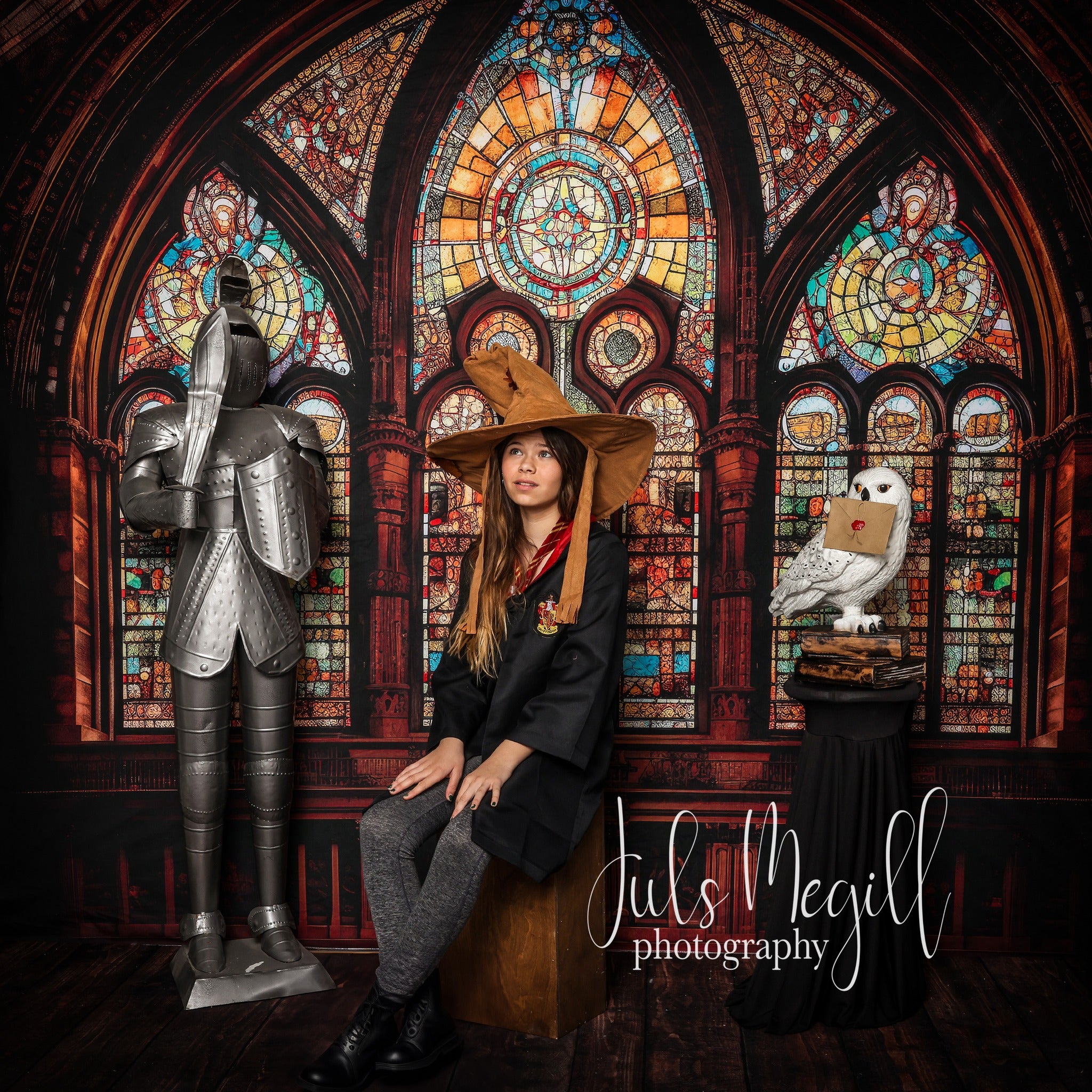 Kate Gothic Arched Stained Glass Window Backdrop Designed by Mandy Ringe Photography - Kate Backdrop AU