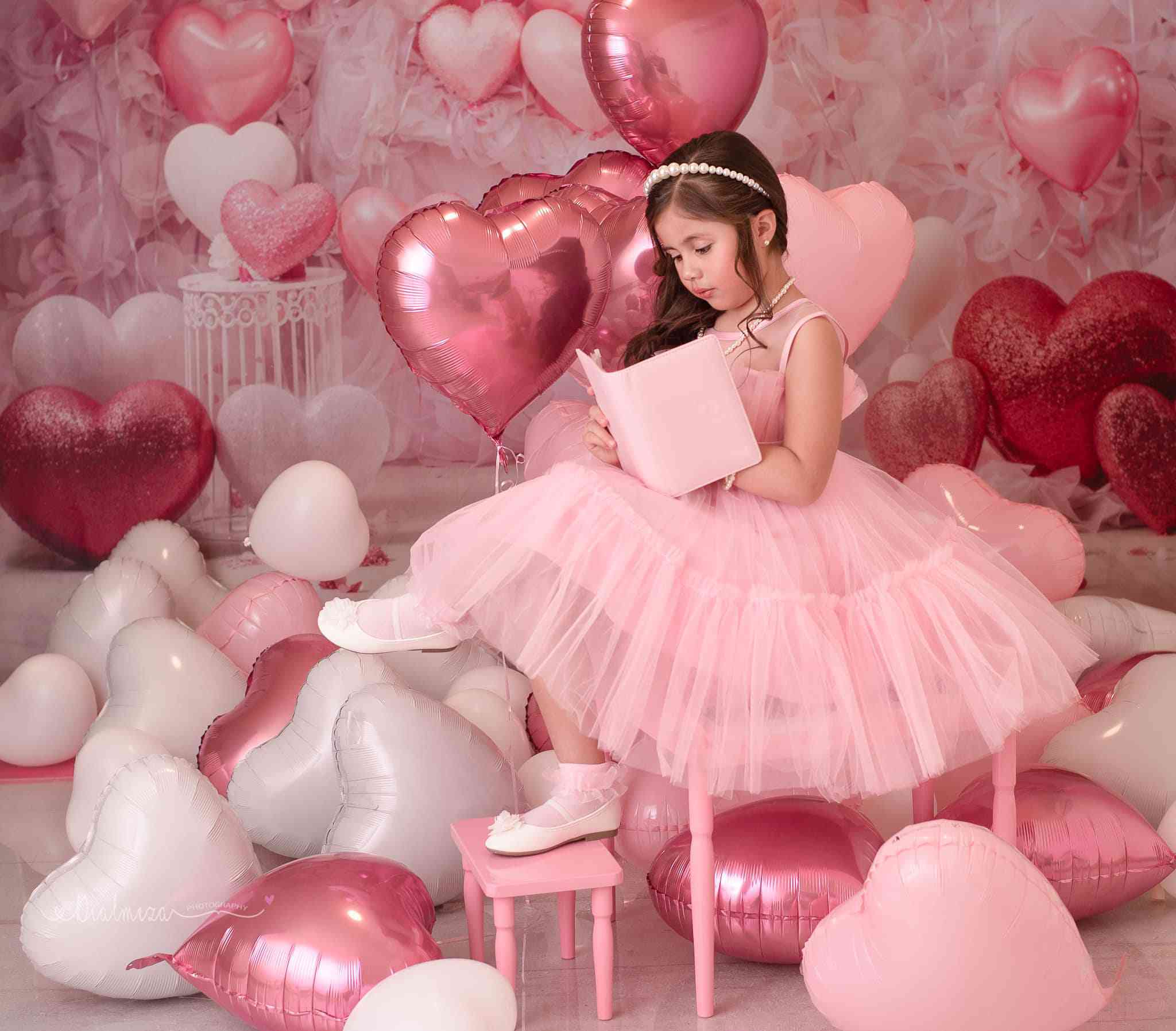 Kate Valentine's Day Backdrop Pink Love Heart Balloon Romantic Room Designed by Emetselch - Kate Backdrop AU