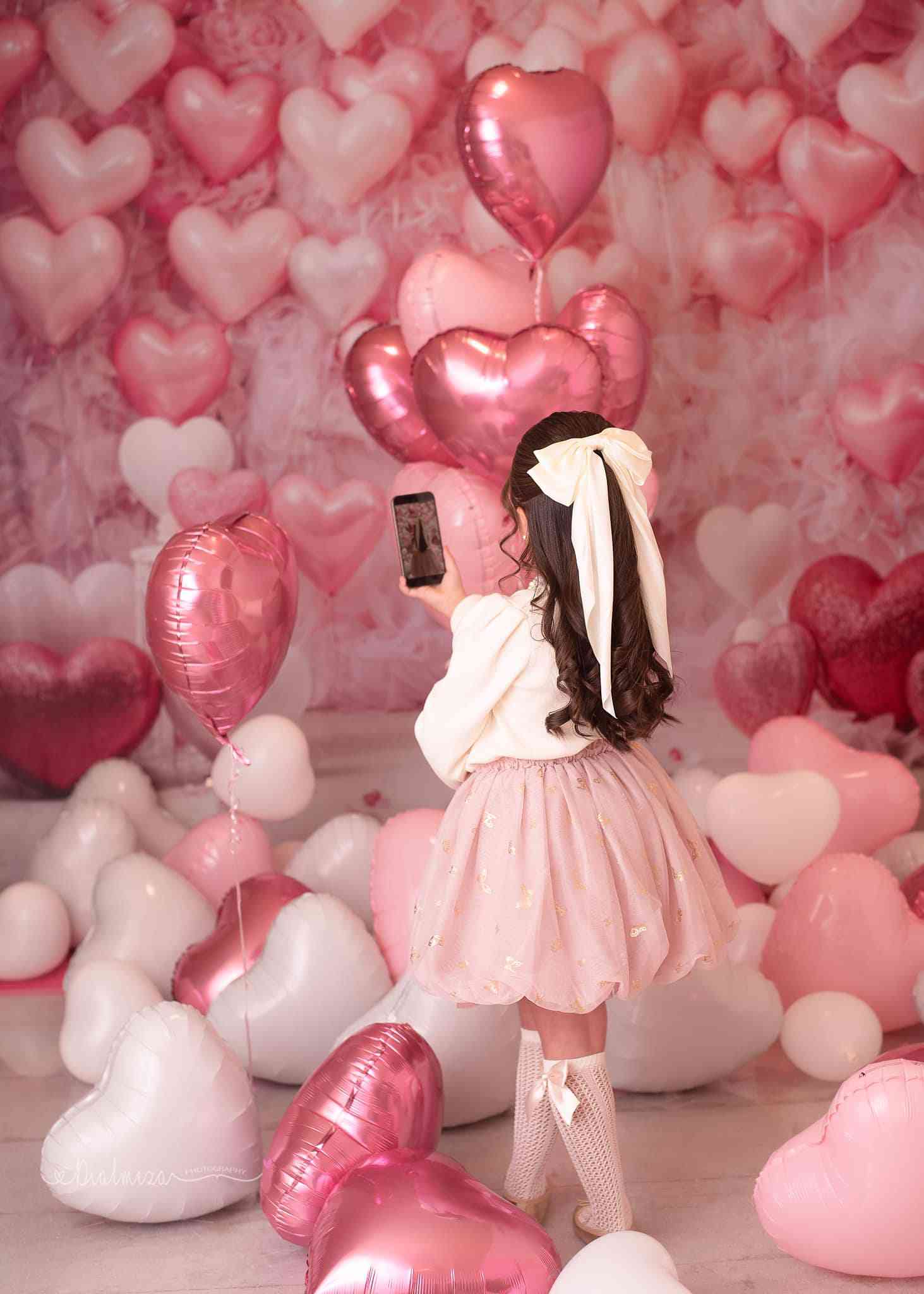 Kate Valentine's Day Backdrop Pink Love Heart Balloon Romantic Room Designed by Emetselch - Kate Backdrop AU