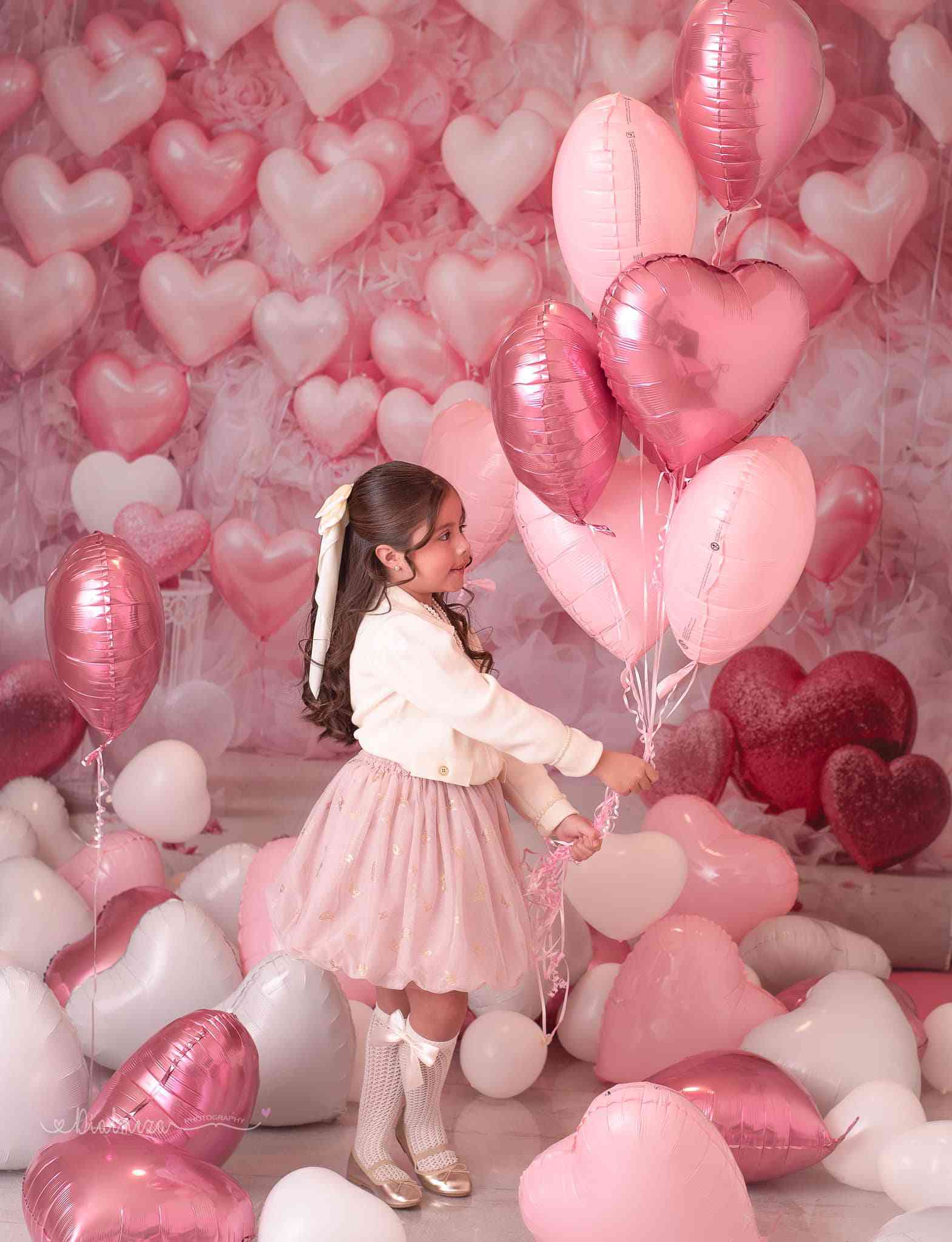 Kate Valentine's Day Backdrop Pink Love Heart Balloon Romantic Room Designed by Emetselch - Kate Backdrop AU