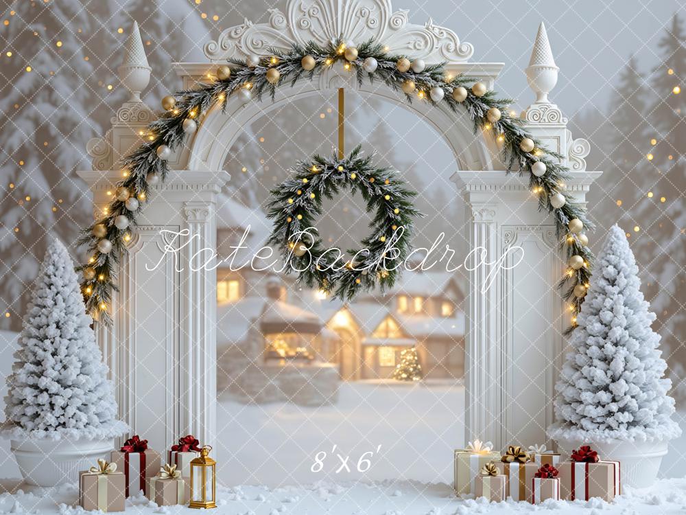 Kate Christmas Snow Arch Wreath Backdrop Designed by Mini MakeBelieve