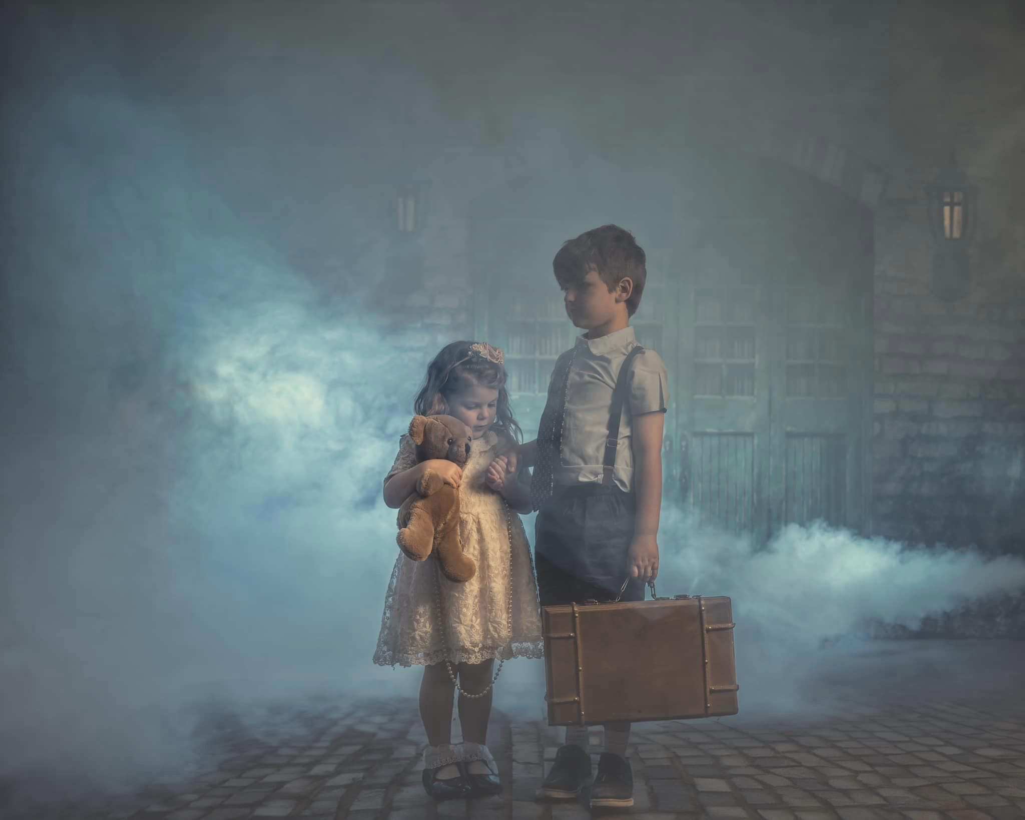 Kate Blue Door in Front Brick Wall Backdrop for Photography - Kate Backdrop AU