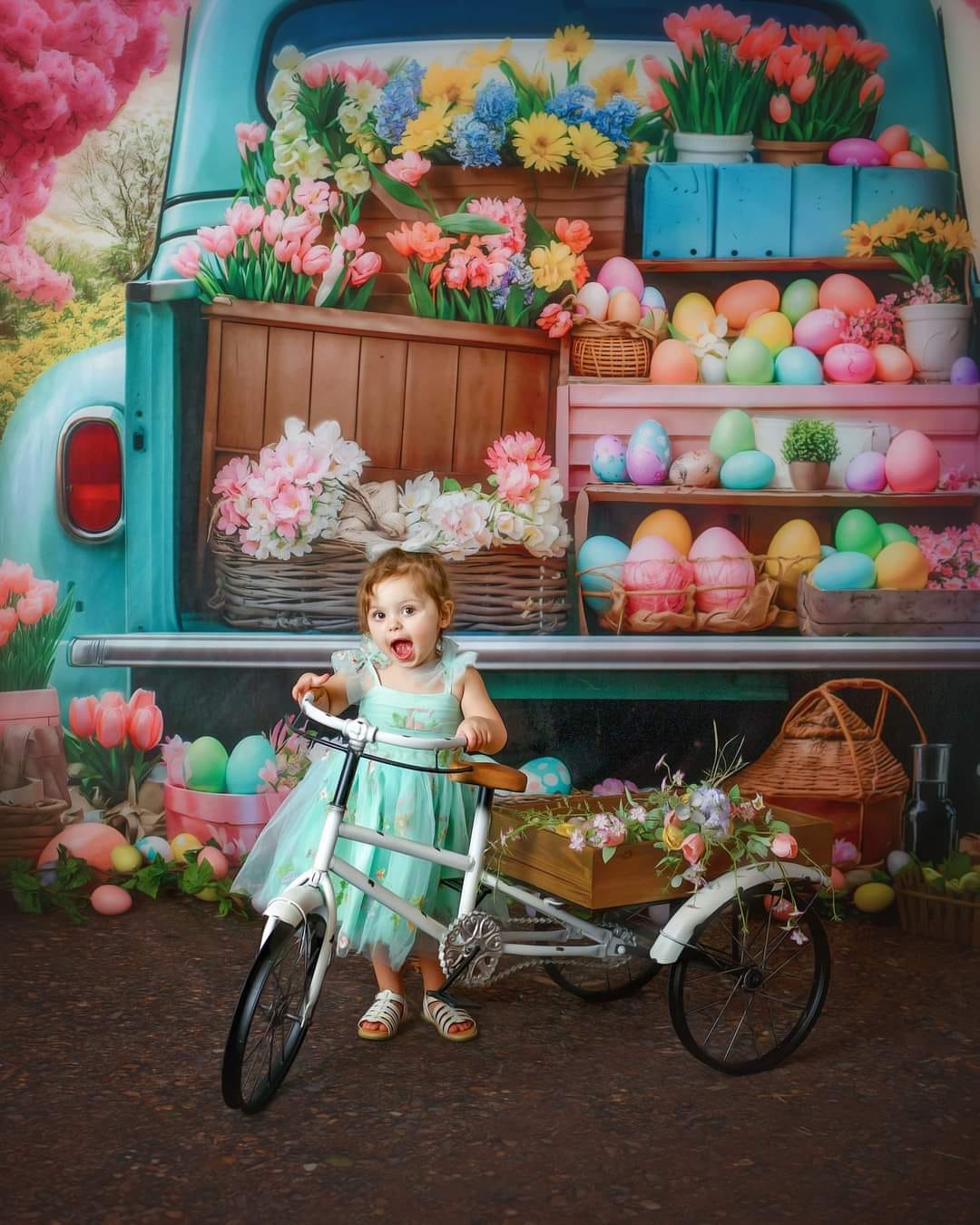 Kate Easter Flower Truck Backdrop Designed by Emetselch - Kate Backdrop AU