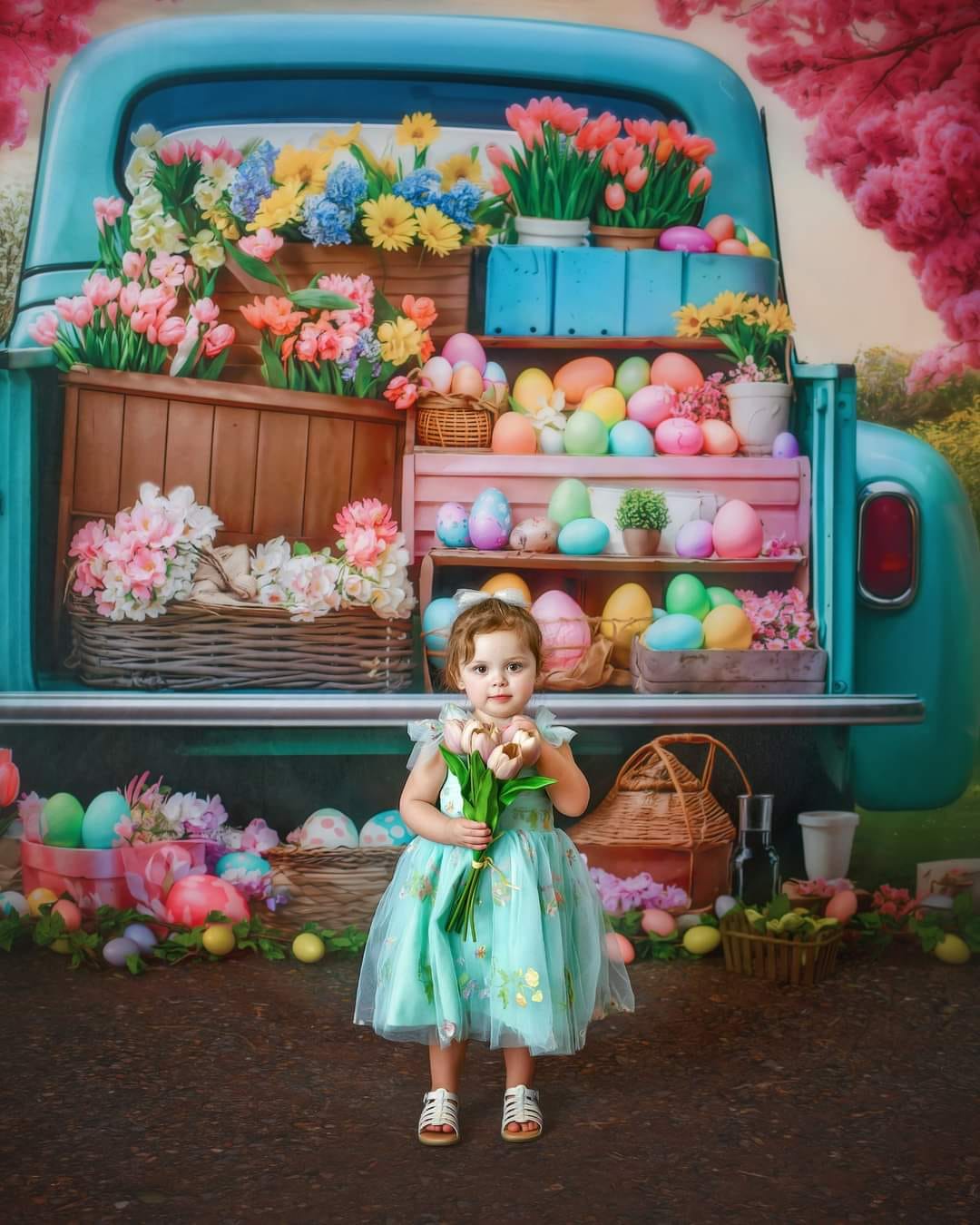 Kate Easter Flower Truck Backdrop Designed by Emetselch - Kate Backdrop AU