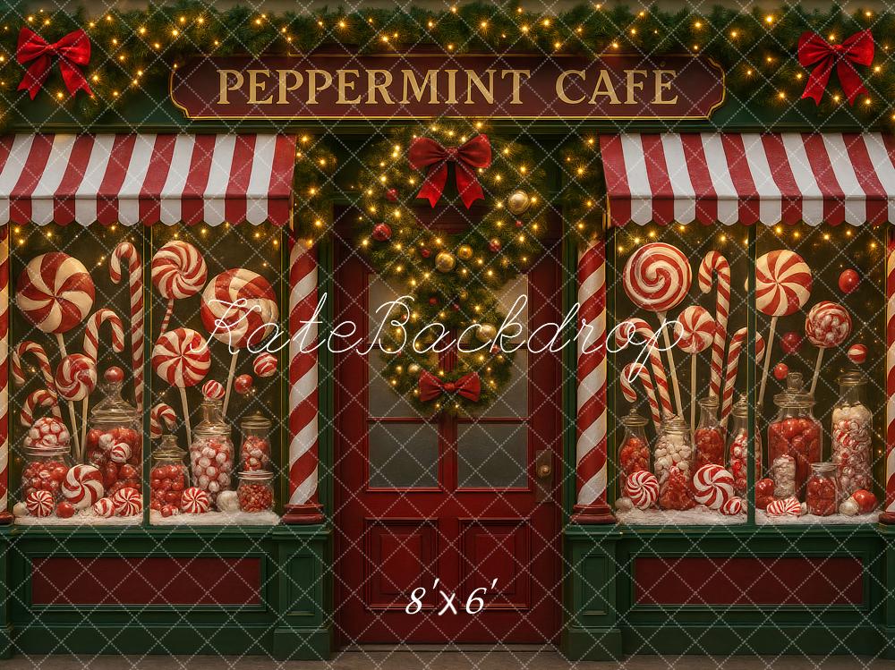 Kate Christmas Peppermint Candy Cafe Backdrop Designed by Ashley Paul