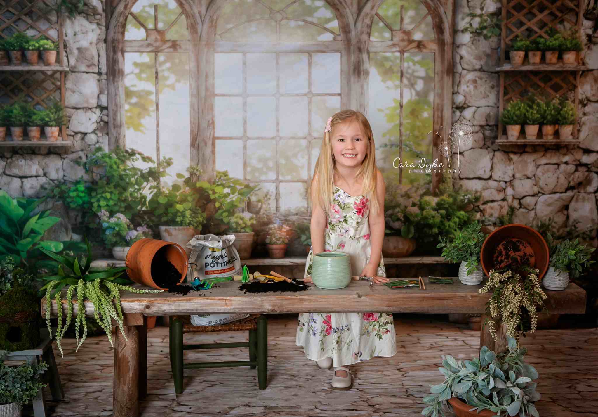 Kate Spring Green Plants Sunny Window Backdrop+Kate Rugged Patterned Path Floor Backdrop - Kate Backdrop AU