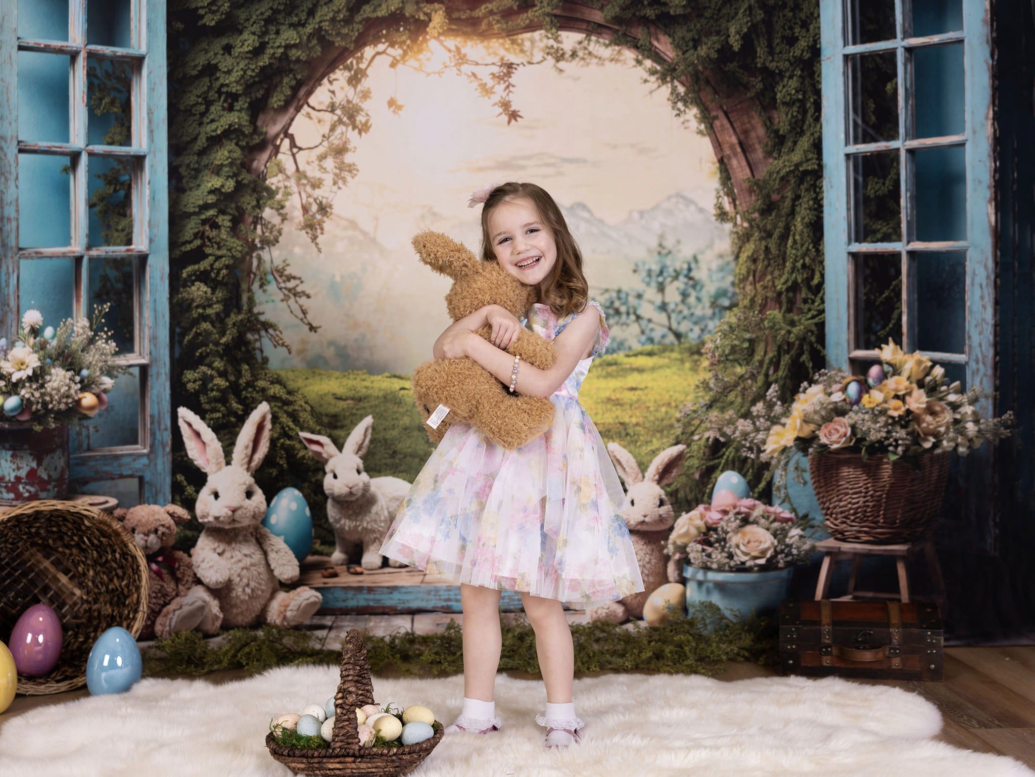 Kate Easter Bunny Window View Backdrop for Photography - Kate Backdrop AU
