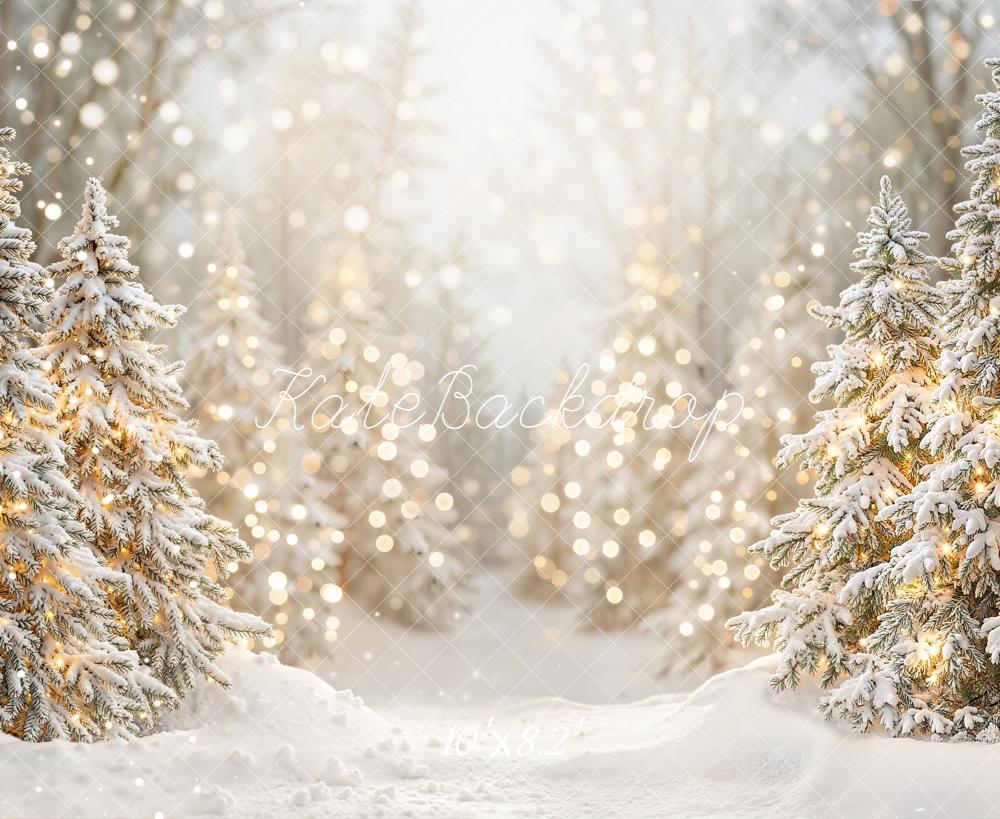 Kate Christmas Snowy Trees Bokeh Backdrop Designed by Emetselch - Kate Backdrop AU