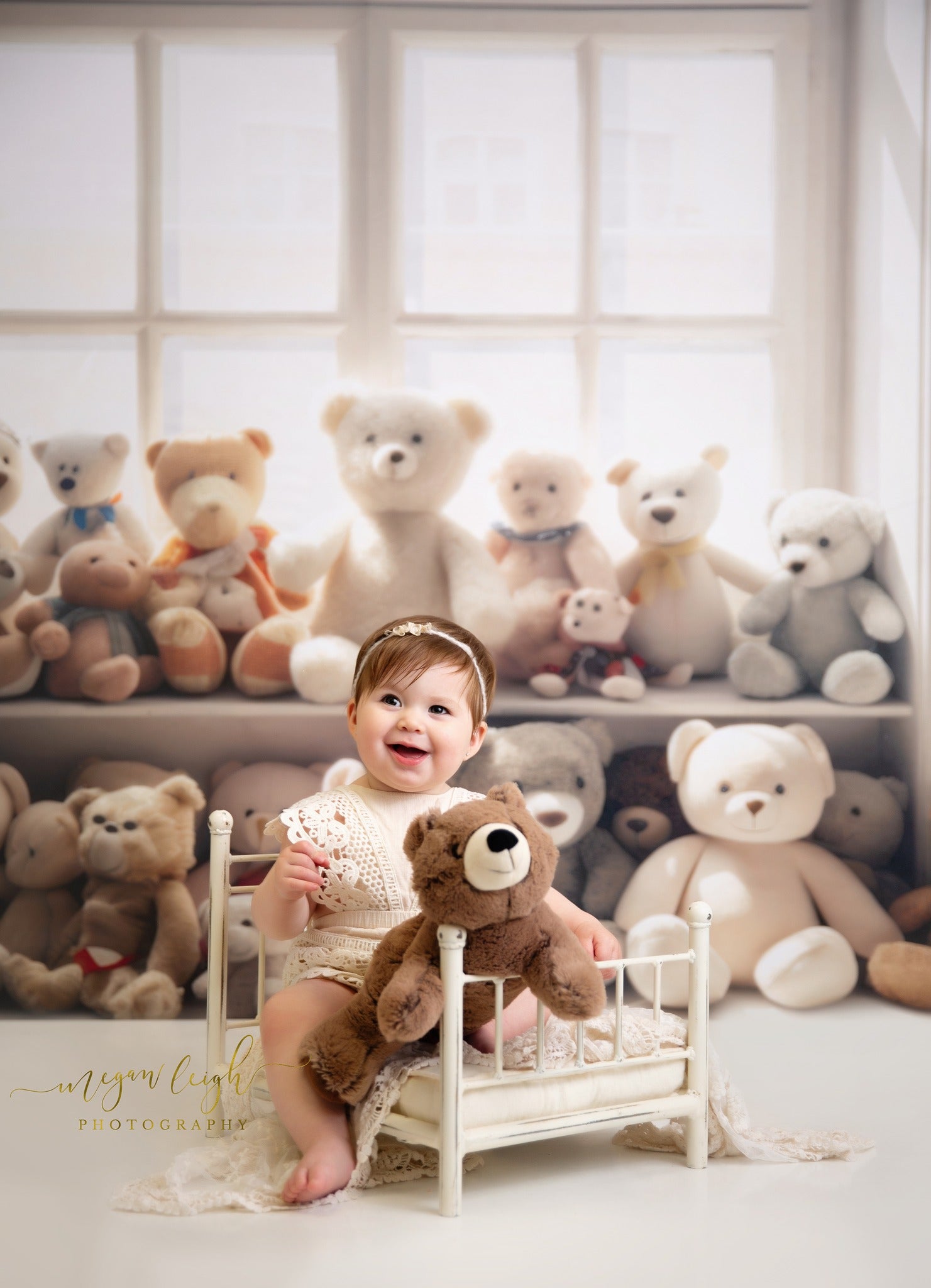 Kate Cream Bear Window Backdrop Designed by Megan Leigh Photography - Kate Backdrop AU