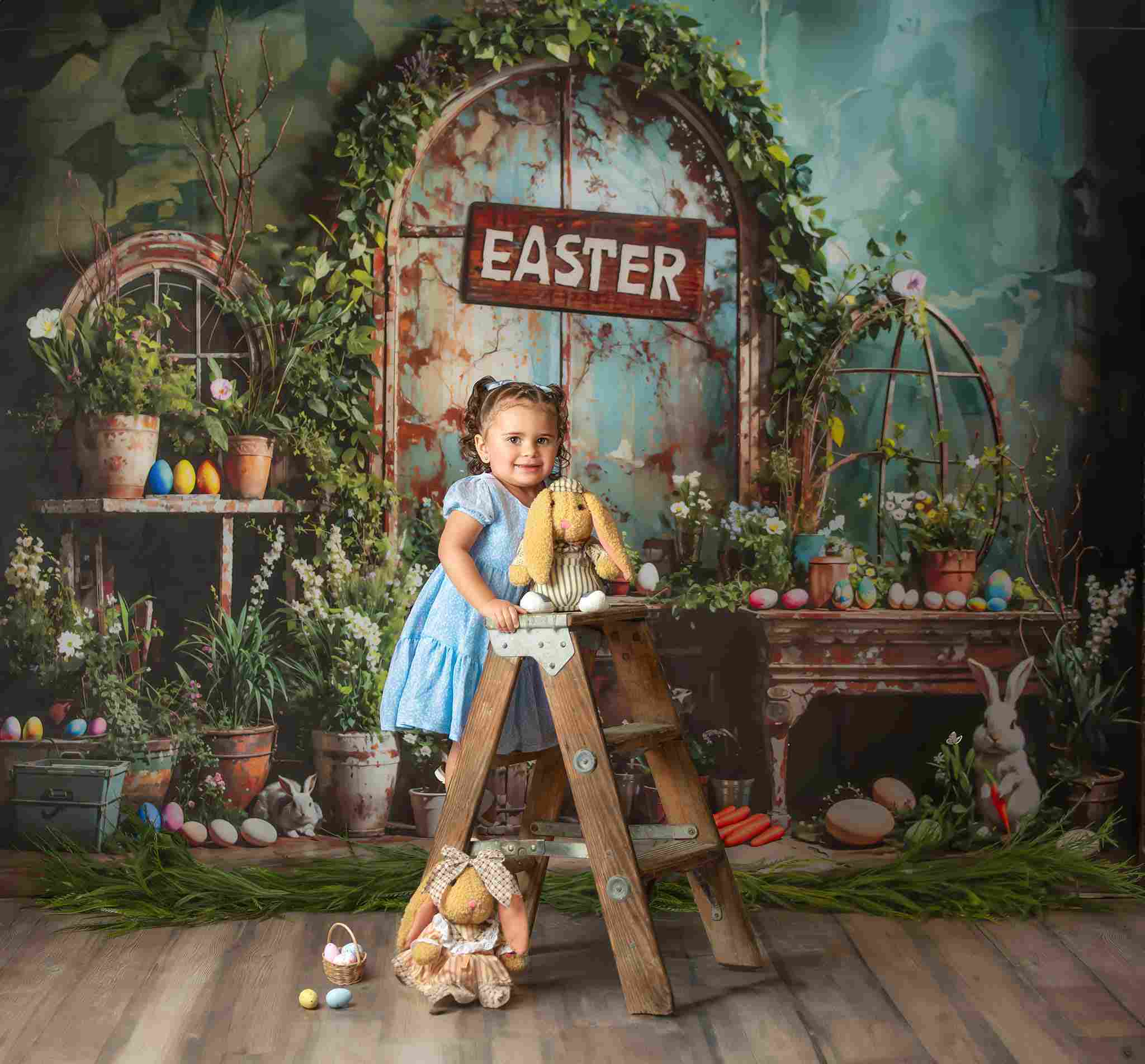 Kate Easter Green Plant Peter Rabbit Backdrop Designed by Emetselch - Kate Backdrop AU