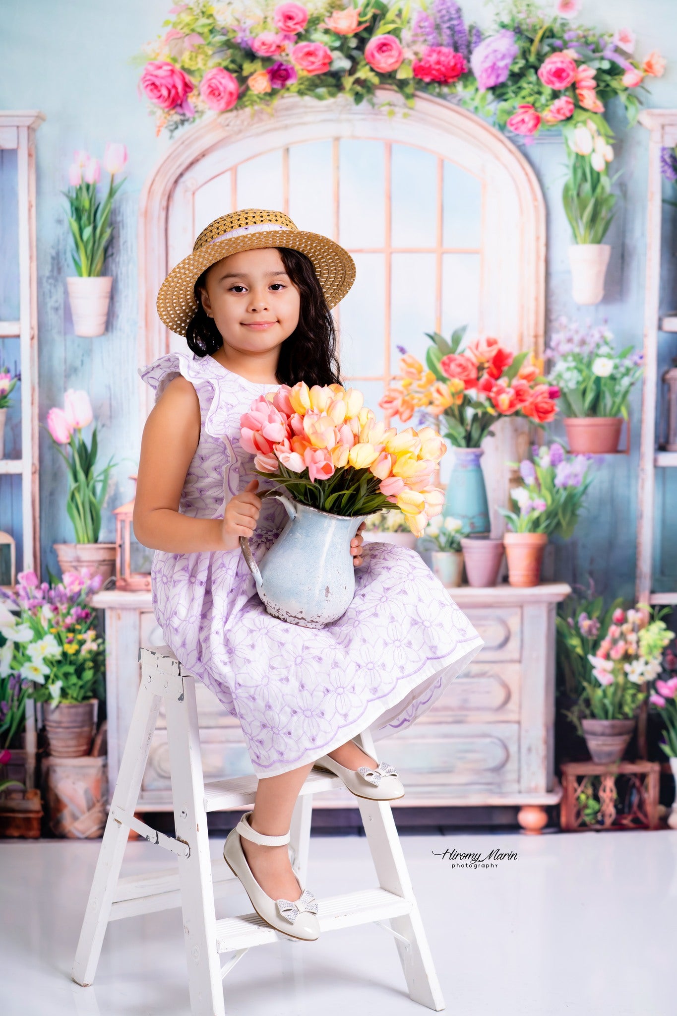 Kate Spring Flowers Potted Window Room Backdrop Designed by Chain Photography - Kate Backdrop AU