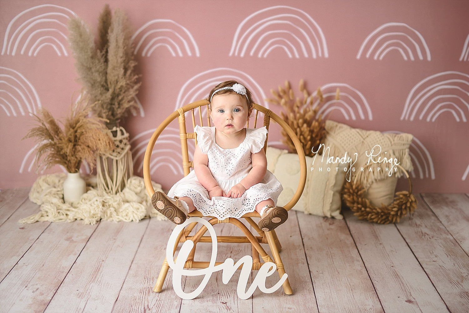 Kate Neutral Boho Rainbow Backdrop Designed by Mandy Ringe Photography