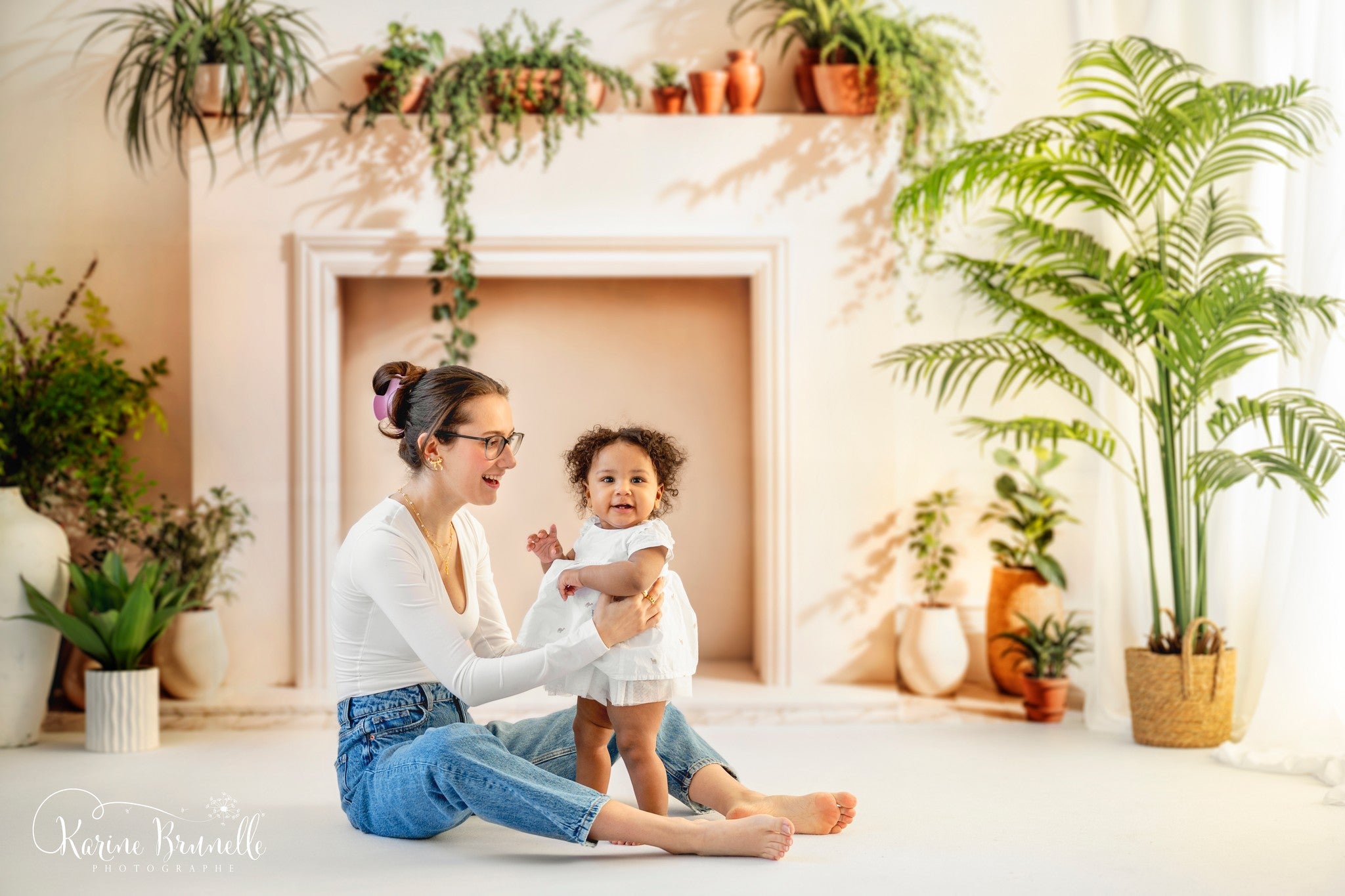 Kate Spring Simple Fireplace Potted Plant Backdrop Designed by Emetselch - Kate Backdrop AU
