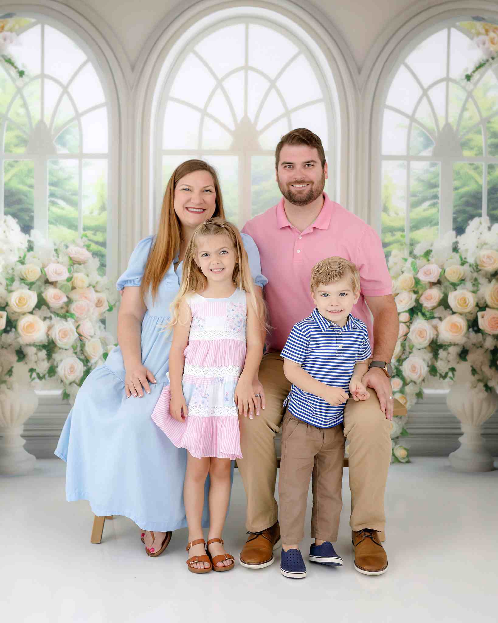 Kate White Floral Cathedral Windows Spring Backdrop Designed by Mini MakeBelieve - Kate Backdrop AU